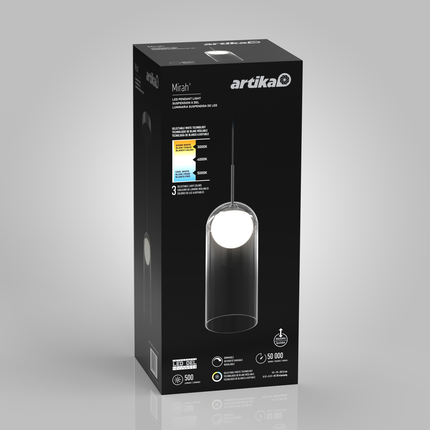 Artika Mirah Modern Mid-Century Single Pendant Light, Matte Black