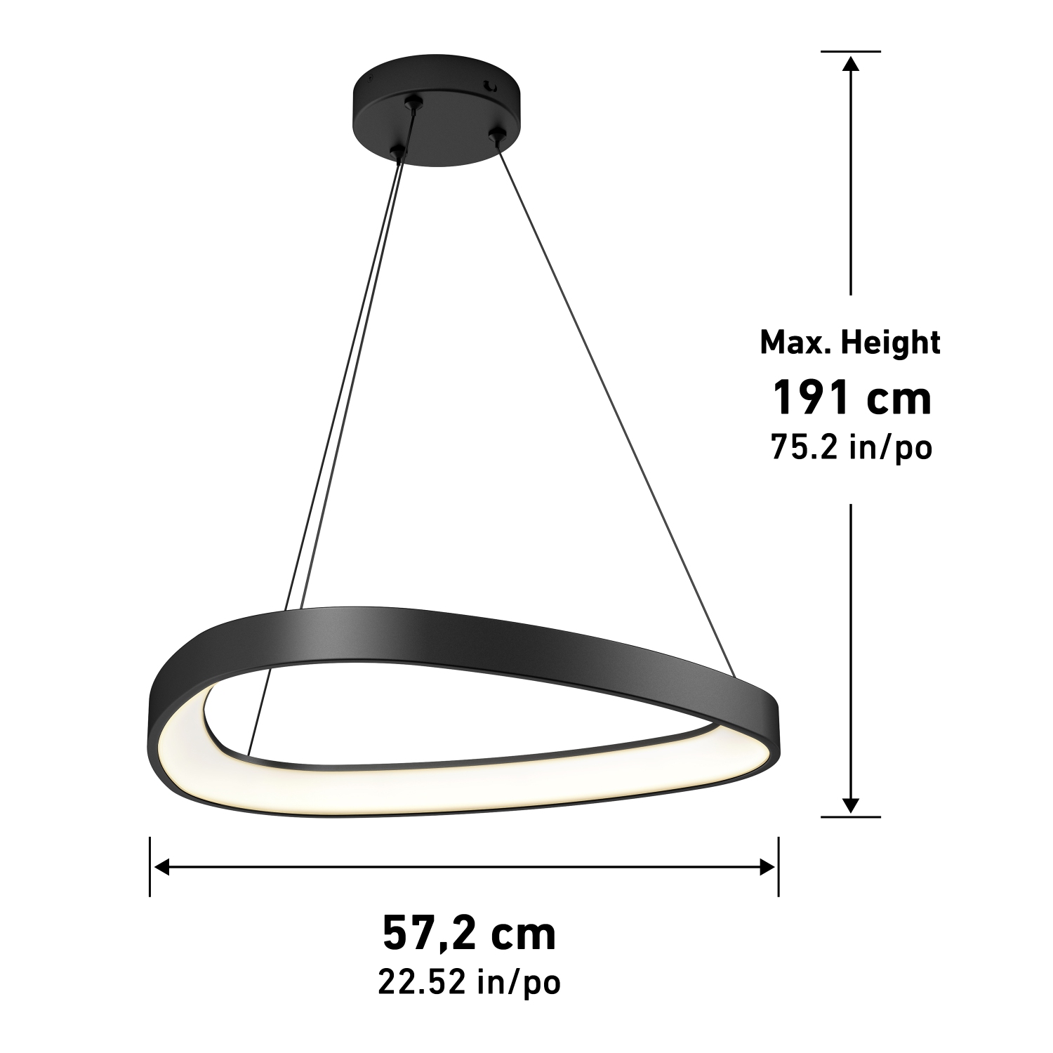 Lampe suspendue à DEL moderne Artika Bjorn, noir mat