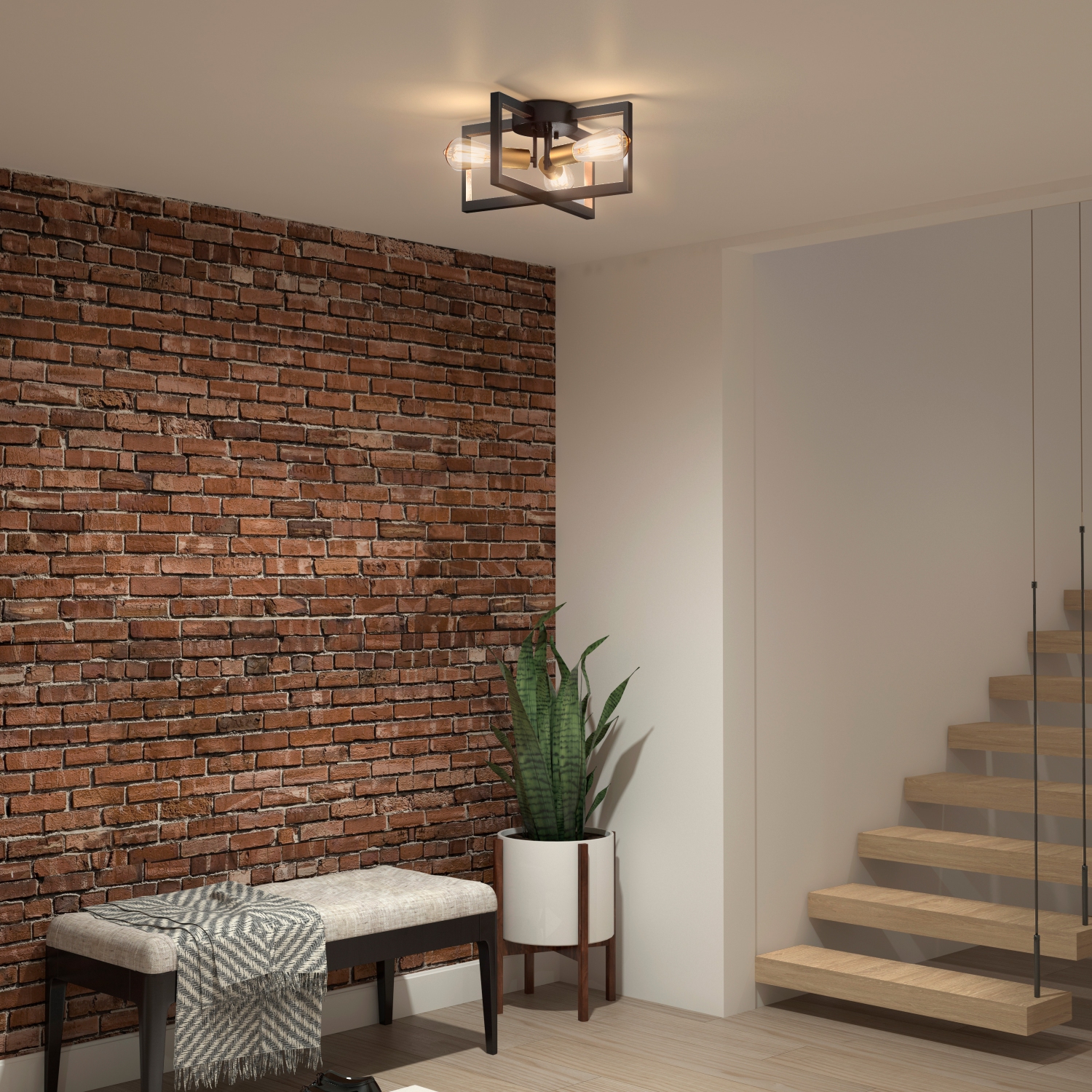 Artika Holt Rustic Ceiling Light Fixture, Black