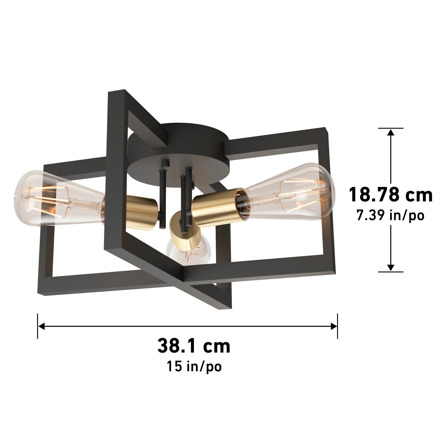 Artika Holt Rustic Ceiling Light Fixture, Black