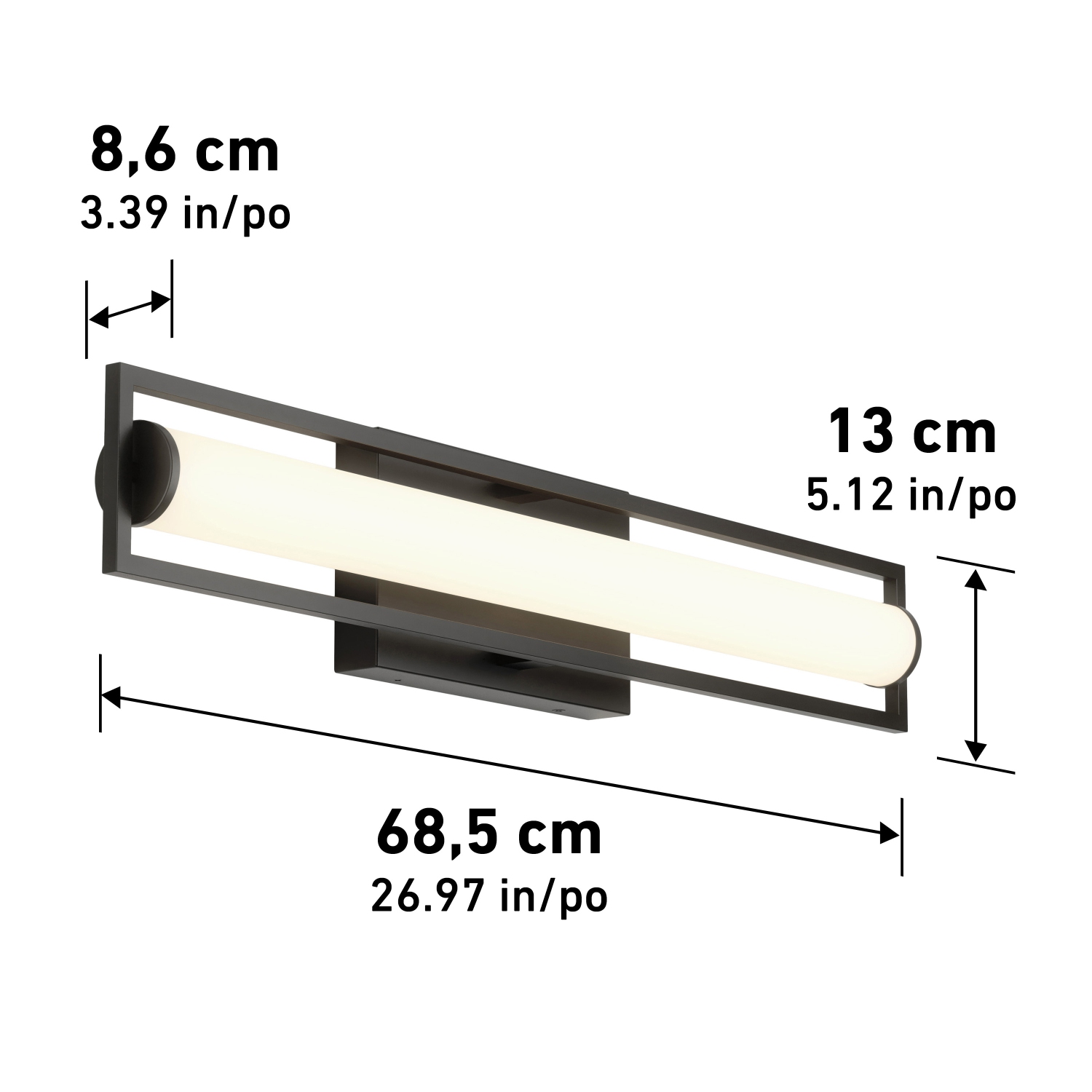 Applique de salle de bain moderne Artika Rialto, noir mat