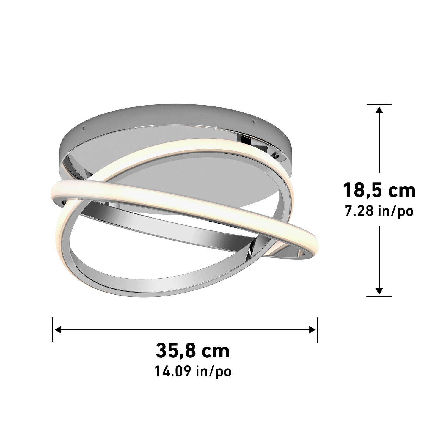 Artika Orbia Modern LED Ceiling Light Fixture, Chrome