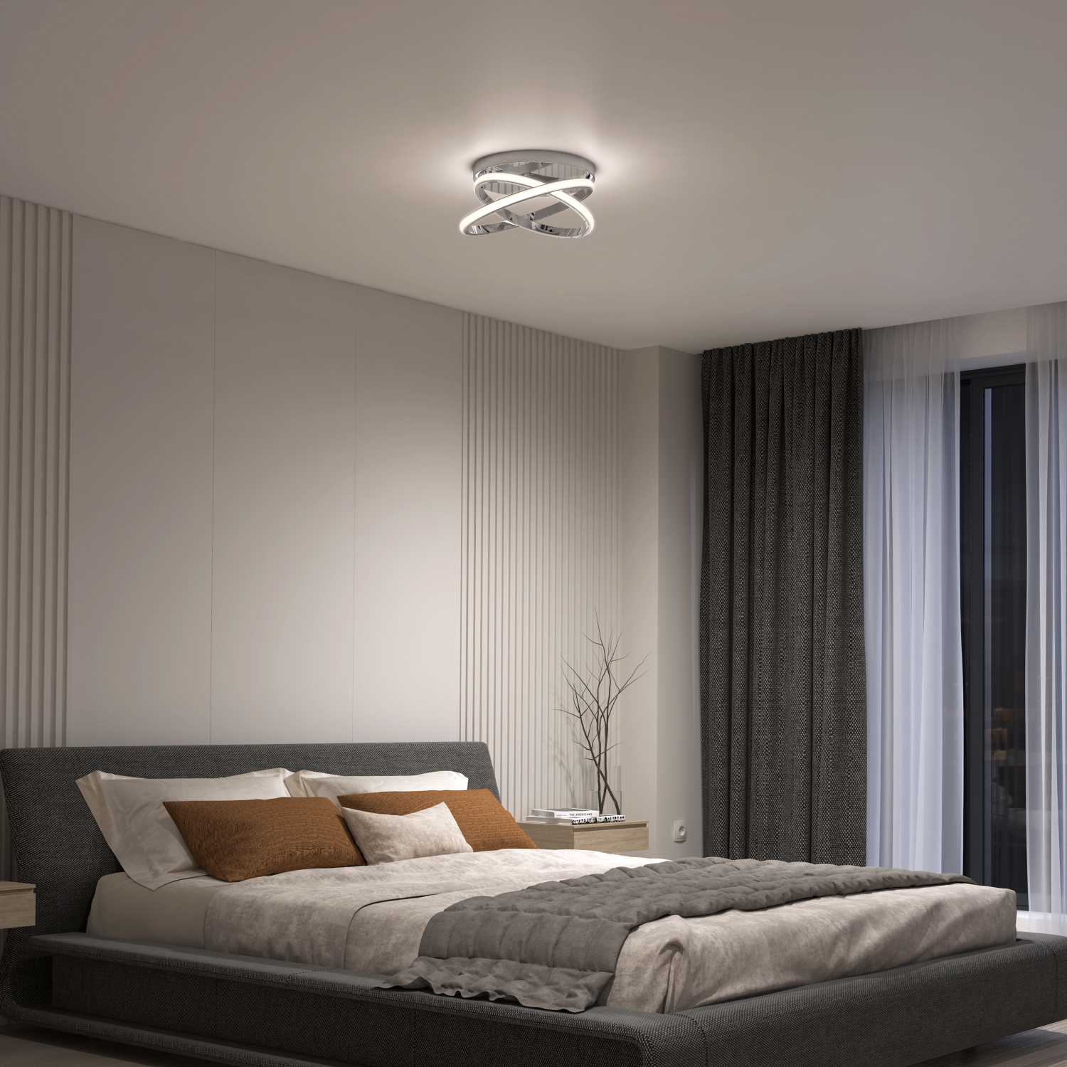 Artika Orbia Modern LED Ceiling Light Fixture, Chrome