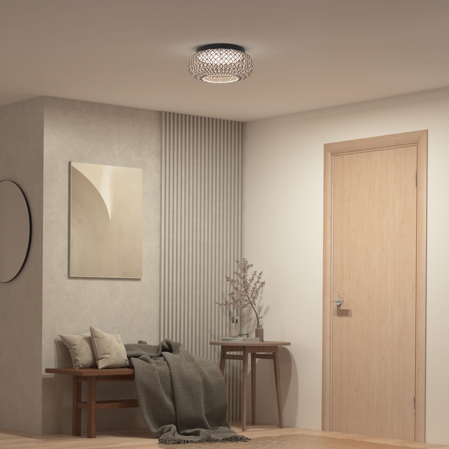 Plafonnier Artika Benson Exotic, noir et rotin