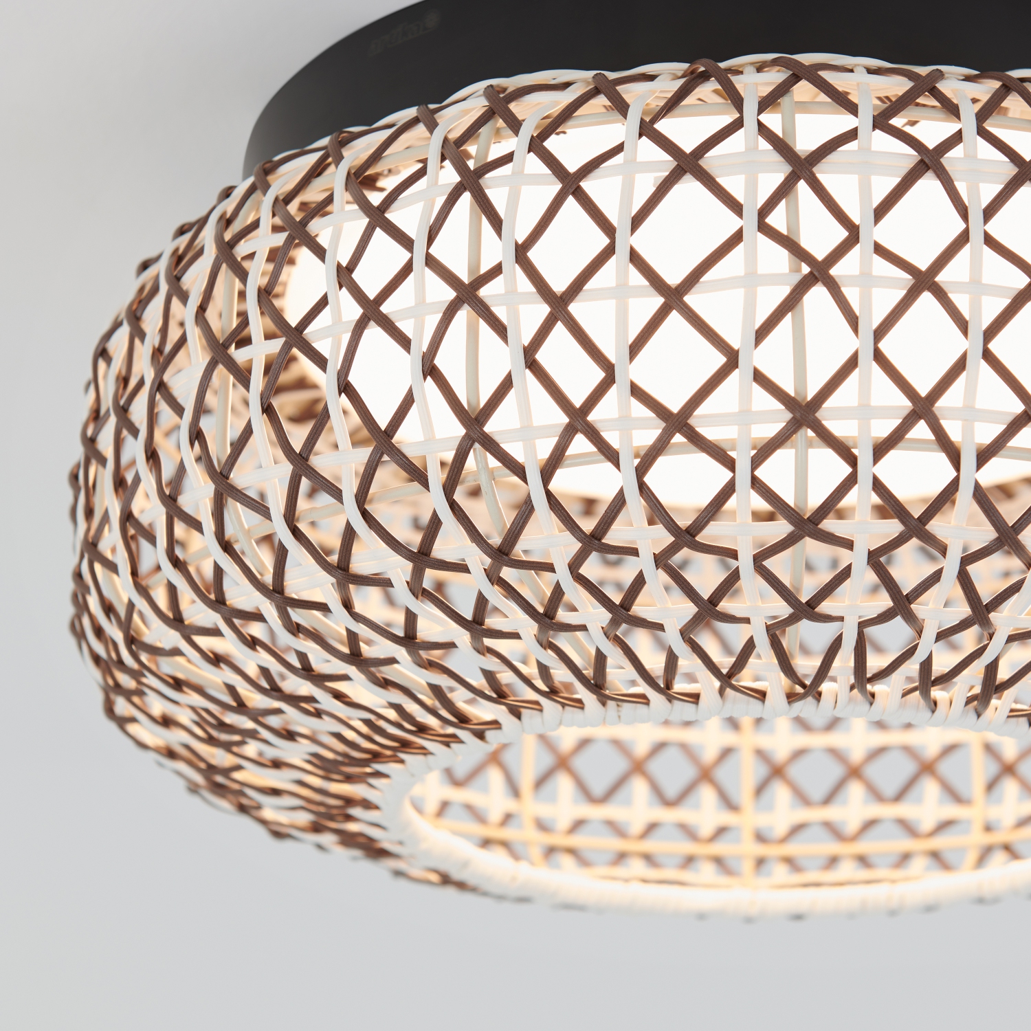 Plafonnier Artika Benson Exotic, noir et rotin