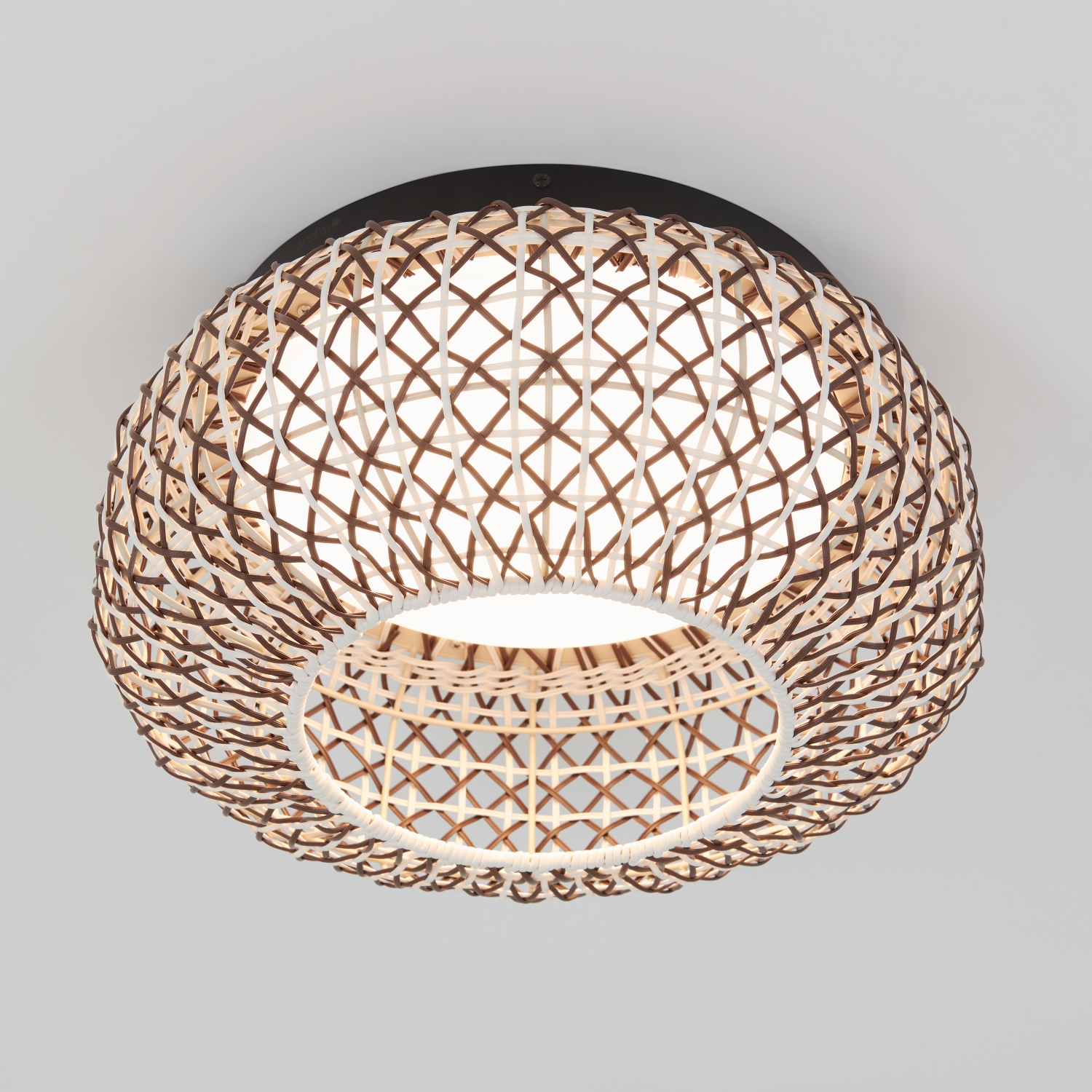 Plafonnier Artika Benson Exotic, noir et rotin