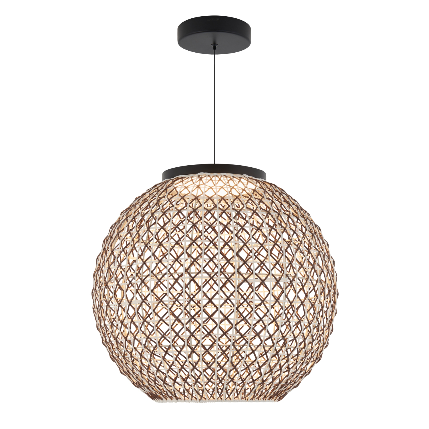 Artika Benson Exotic Pendant Light Fixture, Black and Rattan