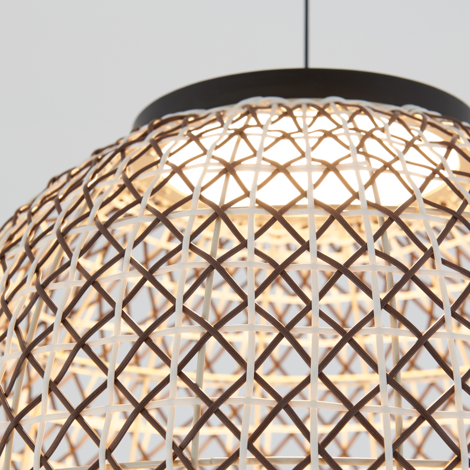 Artika Benson Exotic Pendant Light Fixture, Black and Rattan