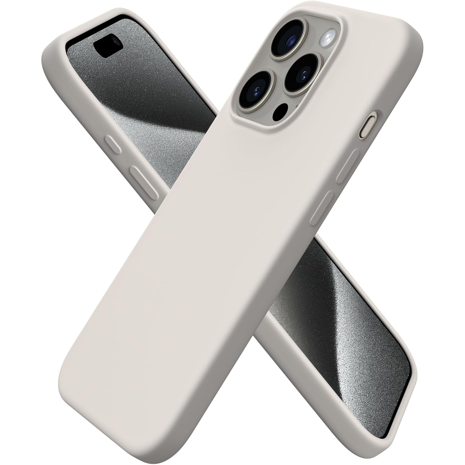 ORNARTO Compatible with iPhone 15 Pro Case 6.1", Slim Liquid Silicone 3 Layers Full Covered Soft Gel Rubber Phone Case Protective Cover 6.1 Inch,