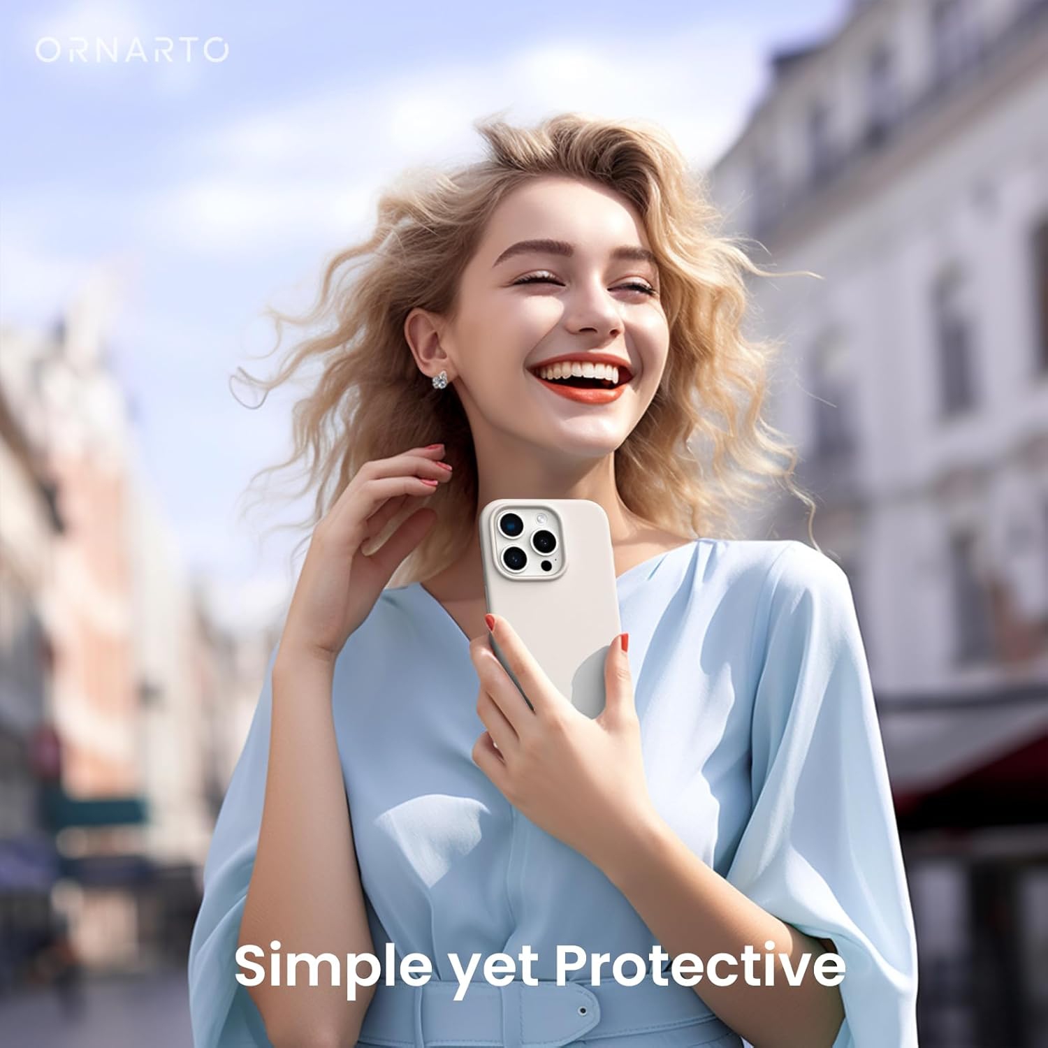 ORNARTO Compatible with iPhone 15 Pro Case 6.1", Slim Liquid Silicone 3 Layers Full Covered Soft Gel Rubber Phone Case Protective Cover 6.1 Inch,