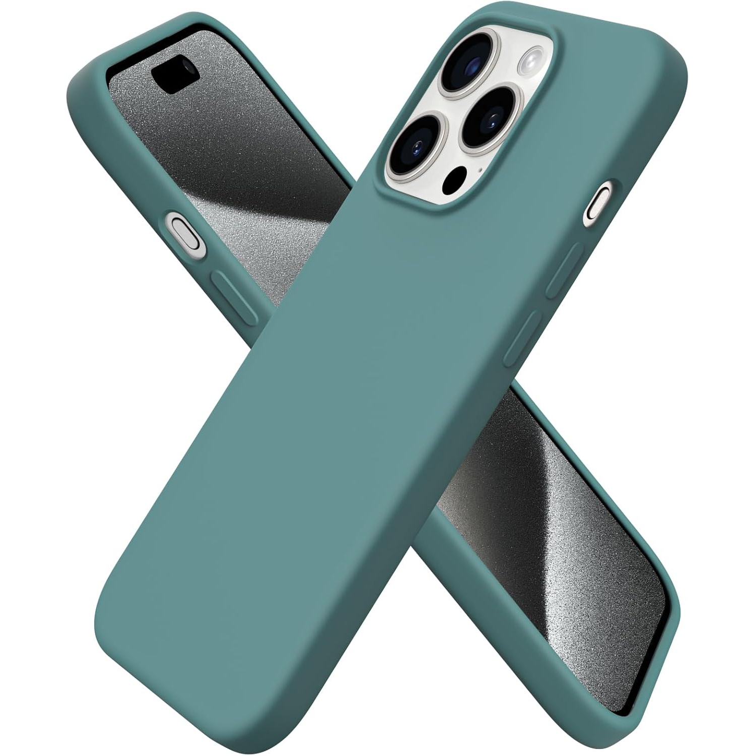 ORNARTO Compatible with iPhone 15 Pro Case 6.1", Slim Liquid Silicone 3 Layers Full Covered Soft Gel Rubber Phone Case Protective Cover 6.1 Inch,