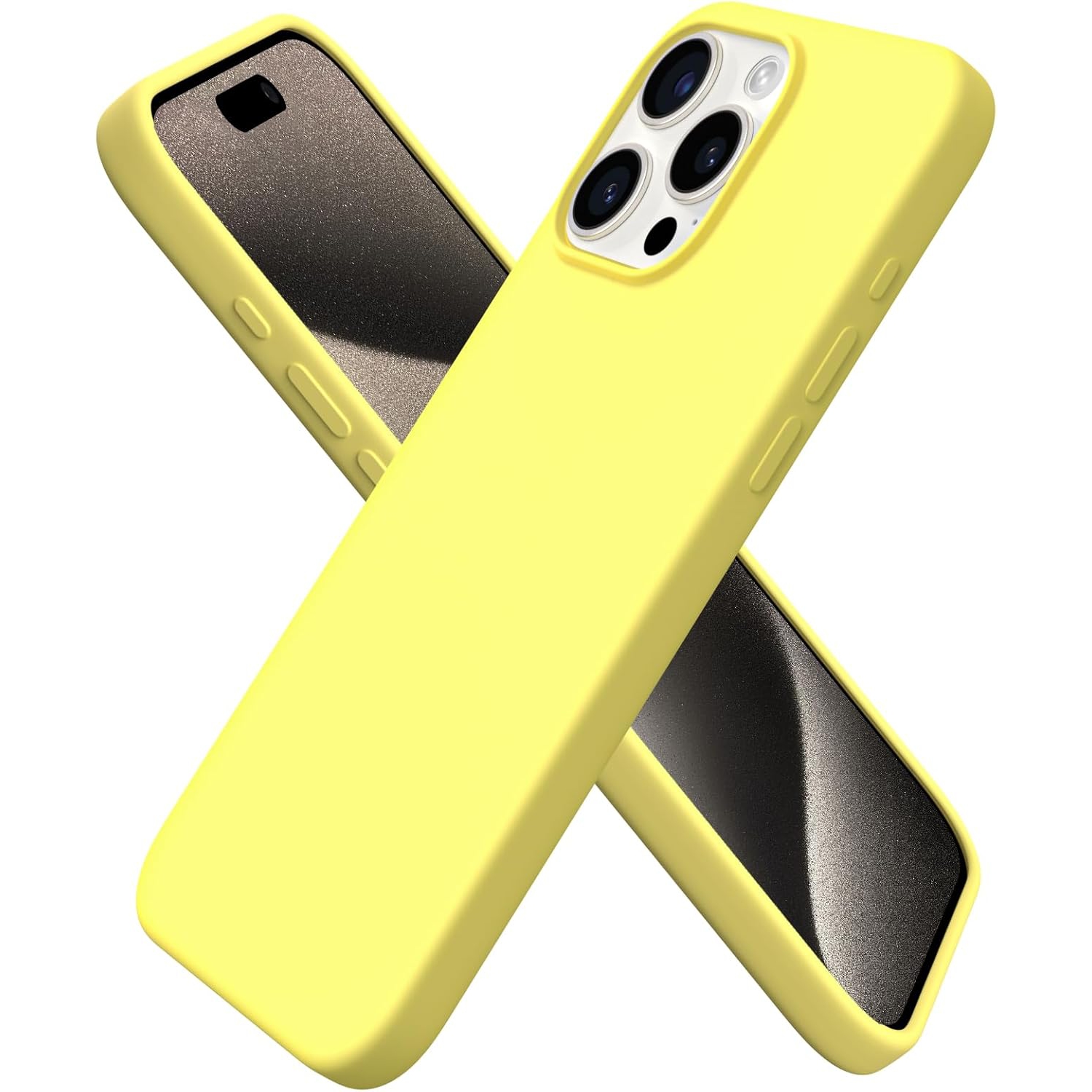 ORNARTO Compatible with iPhone 15 Pro Case 6.1", Slim Liquid Silicone 3 Layers Full Covered Soft Gel Rubber Phone Case Protective Cover 6.1 Inch,