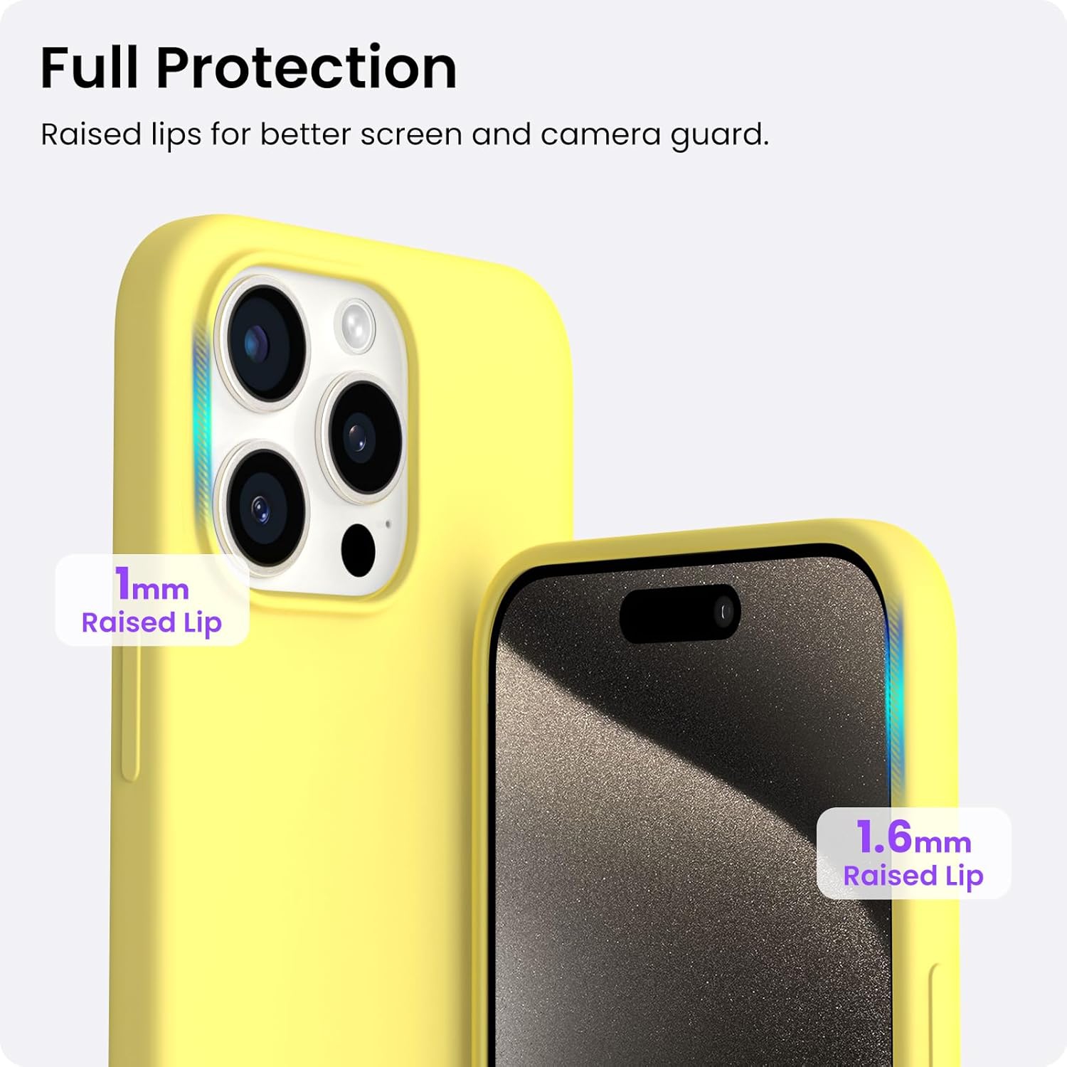 ORNARTO Compatible with iPhone 15 Pro Case 6.1", Slim Liquid Silicone 3 Layers Full Covered Soft Gel Rubber Phone Case Protective Cover 6.1 Inch,