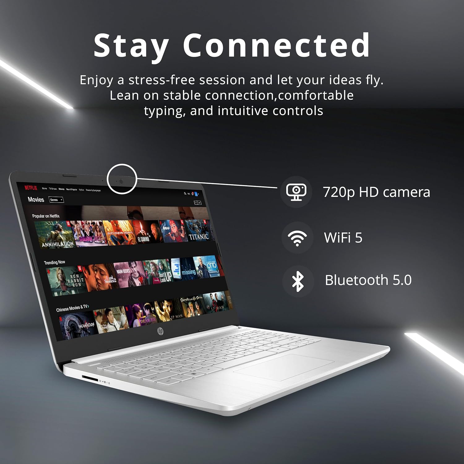 HP 14" FHD Lightweight Laptop, Intel Pentium Silver N6000, 64GB eMMC Storage, 4GB RAM, 720p Webcam, Intel UHD Graphics, Wi-Fi 5, Bluetooth, HD Audio,