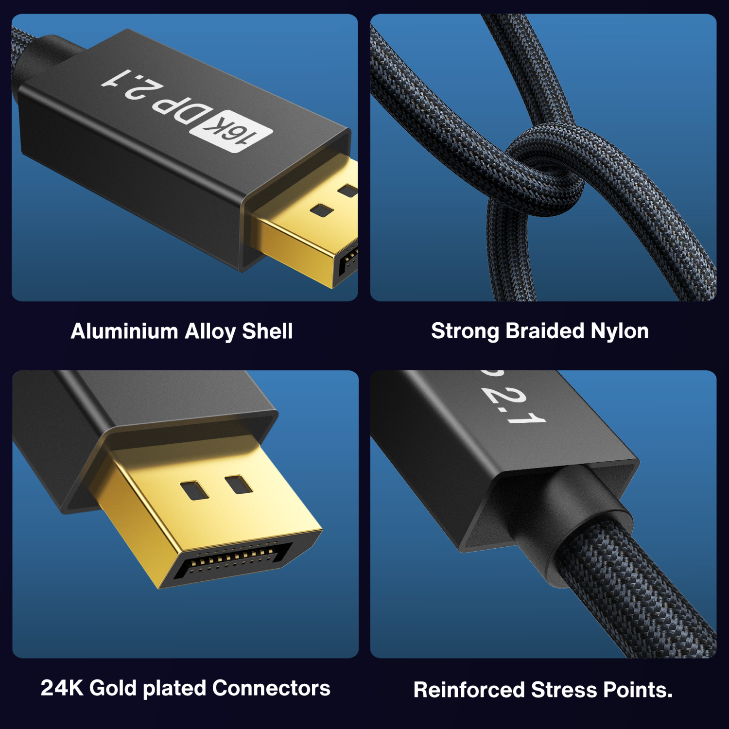 iVANKY 16K Displayport Cable 2.1 [VESA Certified], DP 2.1 Cable[16K@60Hz,8K@120Hz,4K@240Hz], Display Port 2.1 Cable Support HDR10,HDCP,DSC 1.2a,