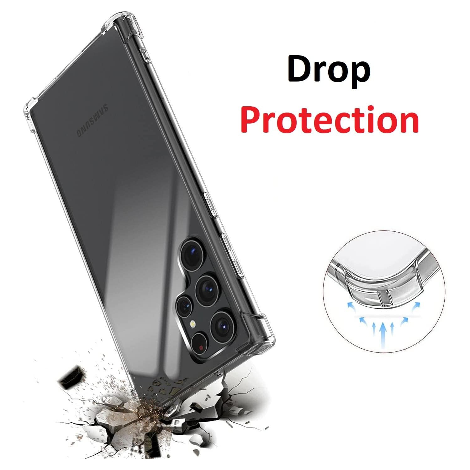 Étui transparent Bumper pour Samsung Galaxy S22 Ultra, antichoc [coins renforcés] TPU Crystal léger couvercle transparent