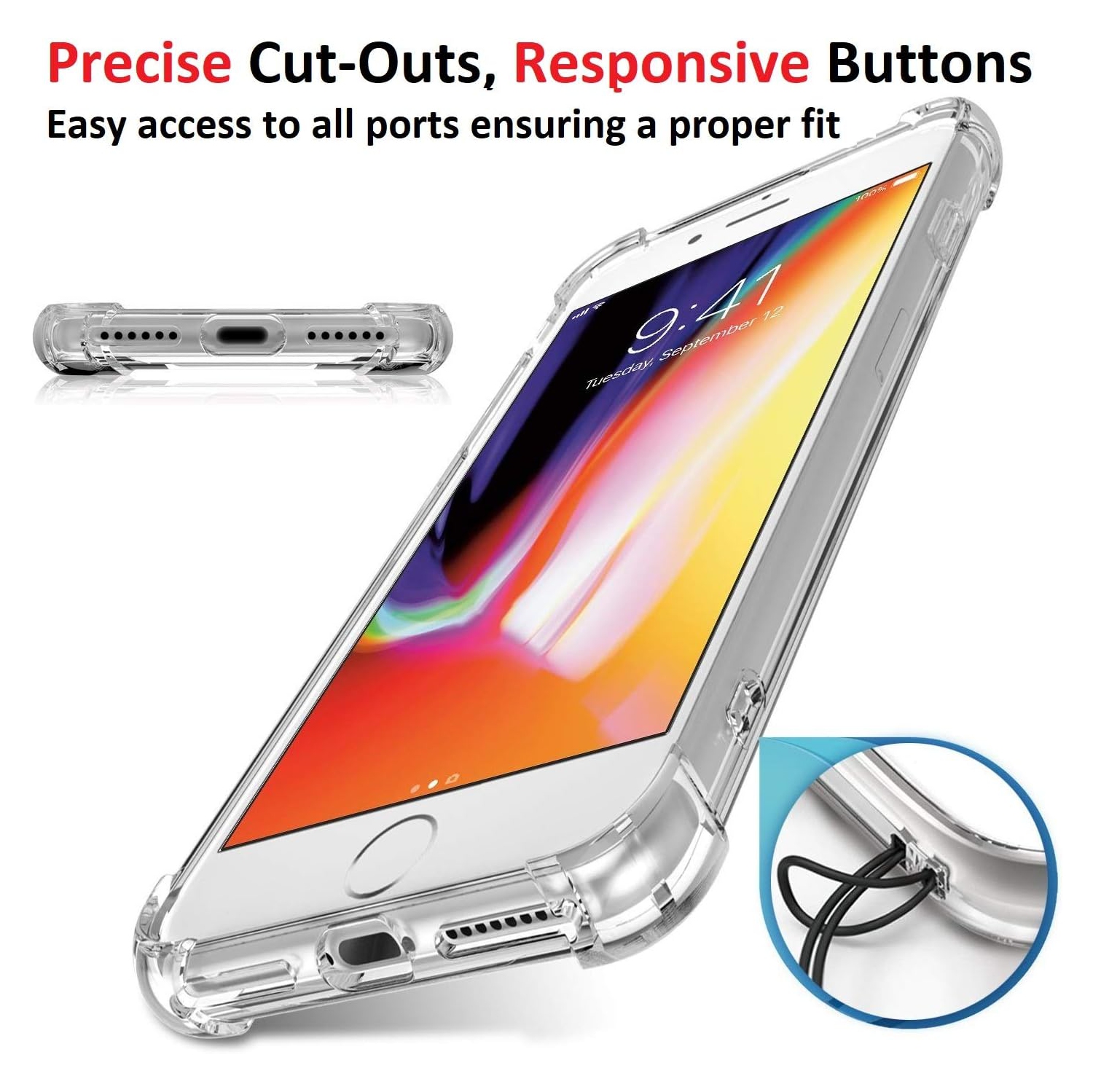 Apple iPhone 7 / iphone 8 Clear Case with Shockproof Bumper Durable Transparent Cover with Impact-Resistant Protection