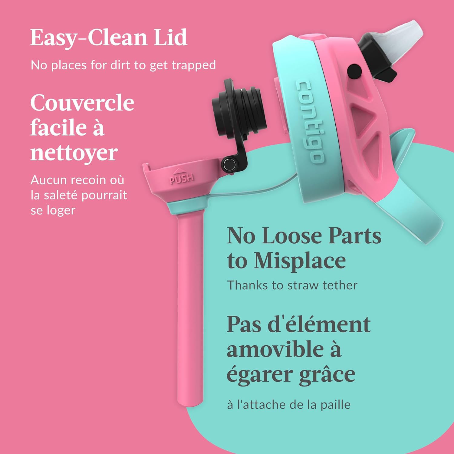 Contigo - bouteille d'eau pour enfants, couvercle antifuite, capacité 414&nbsp;ml, motif Alpaca