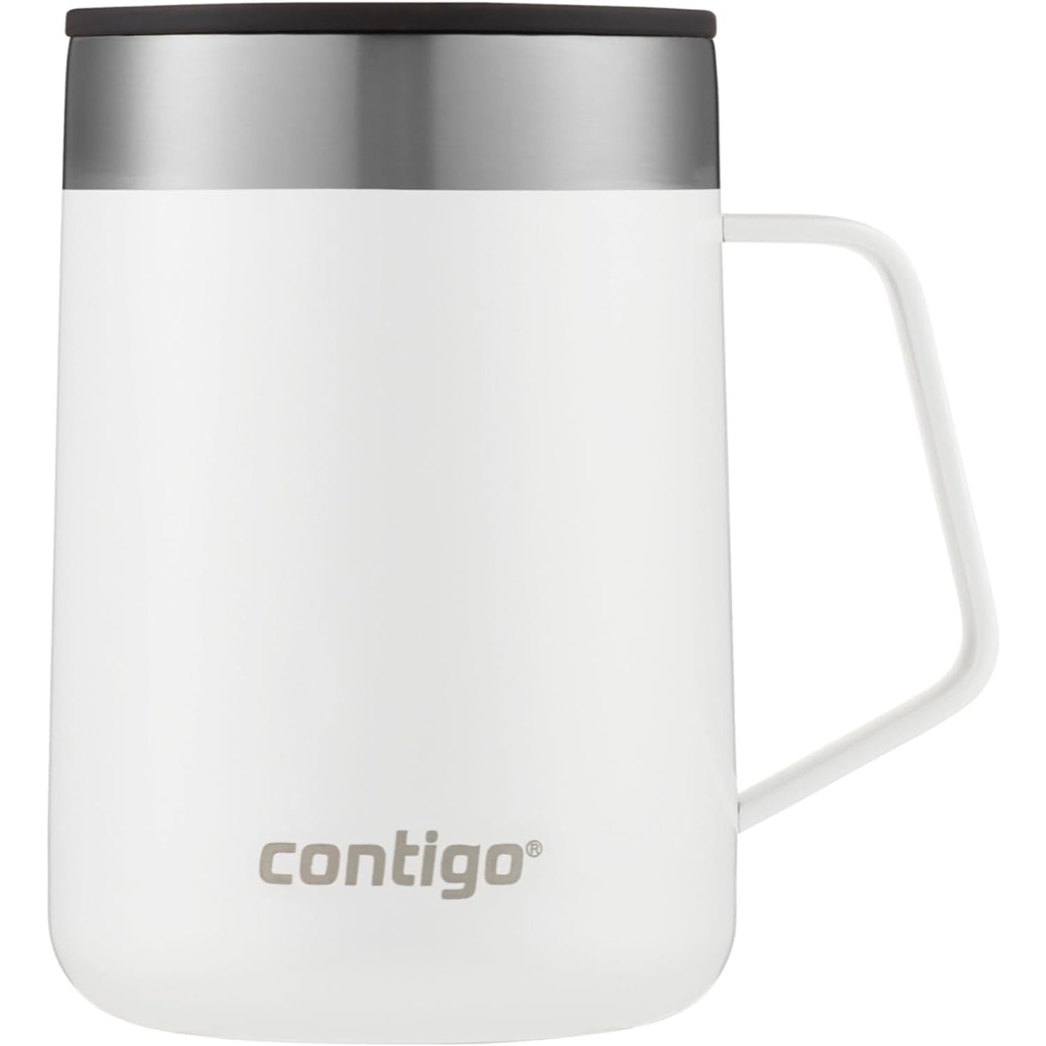 Contigo - Insulated Stainless Steel Travel Mug, Splash-Proof Lid, 414ml Capacity, White