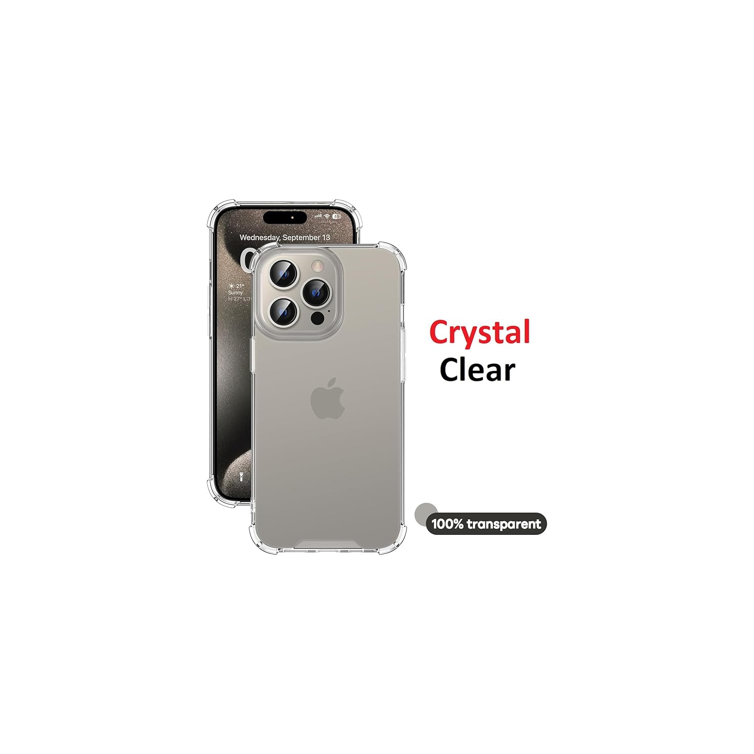 Étui transparent et antichoc pour iPhone 15 Pro Max d'Apple, étui transparent durable et résistant aux chocs