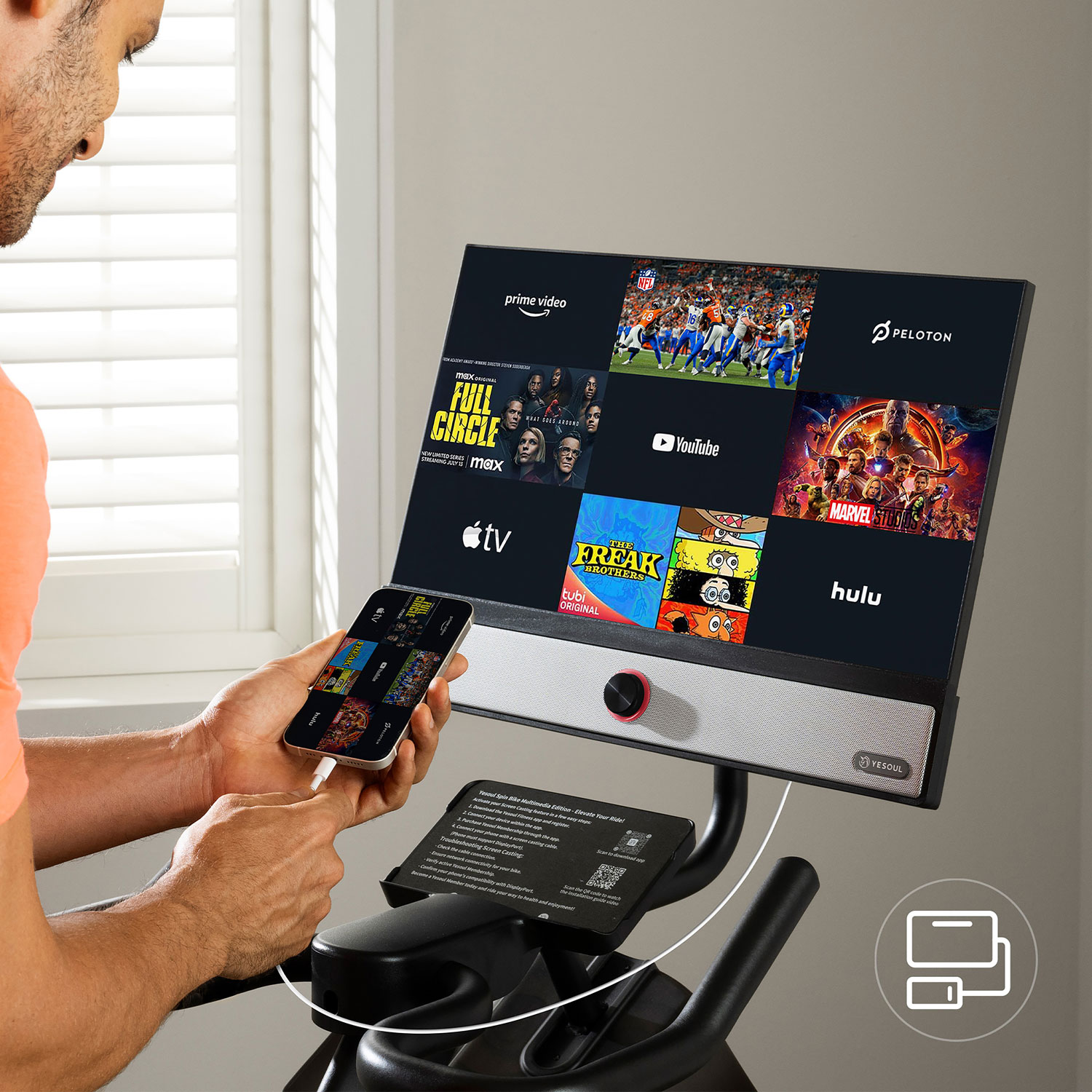 Vélo d'exercice intelligent G1M Max avec écran intelligent de 21,5 po de Yesoul