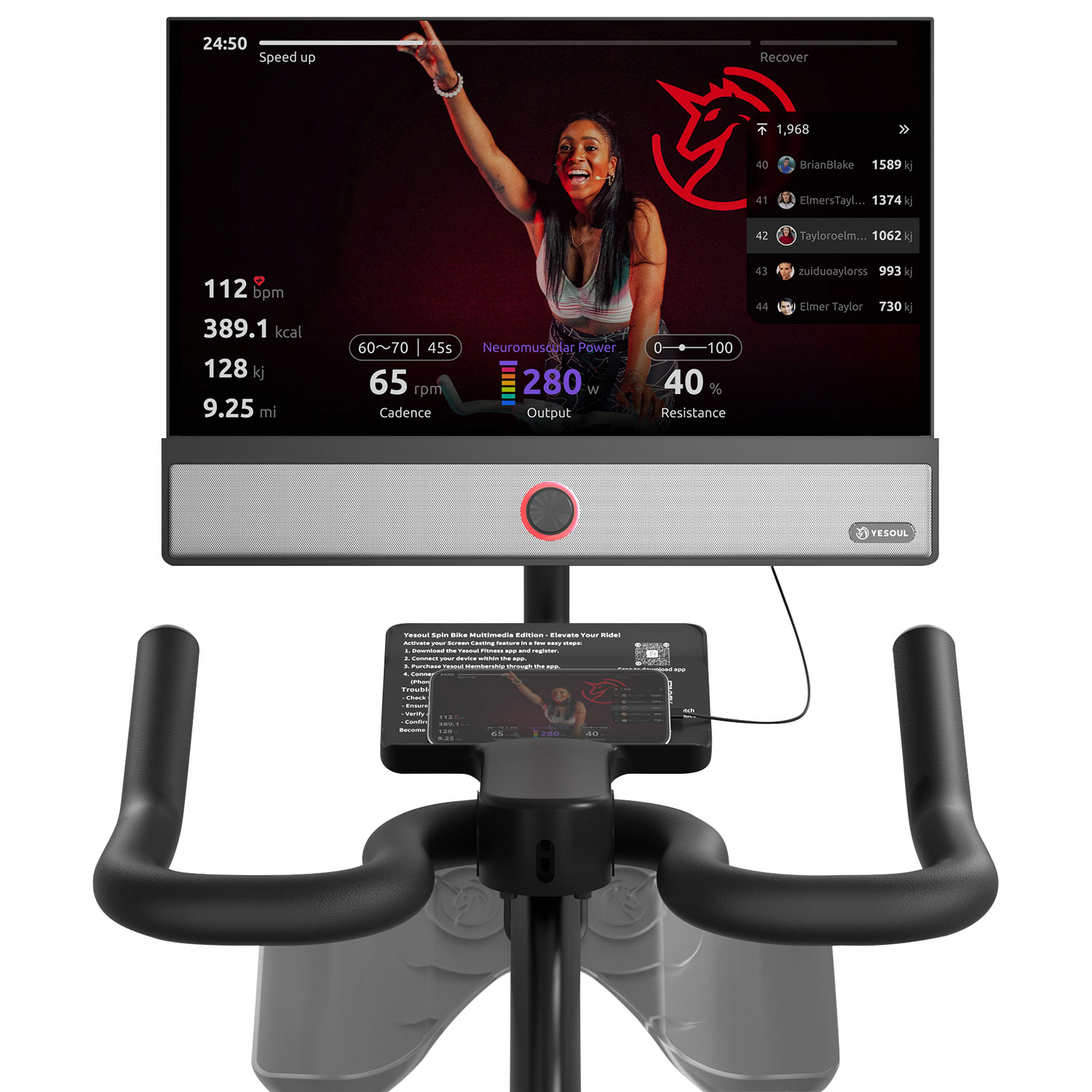 Vélo d'exercice intelligent G1M Max avec écran intelligent de 21,5 po de Yesoul