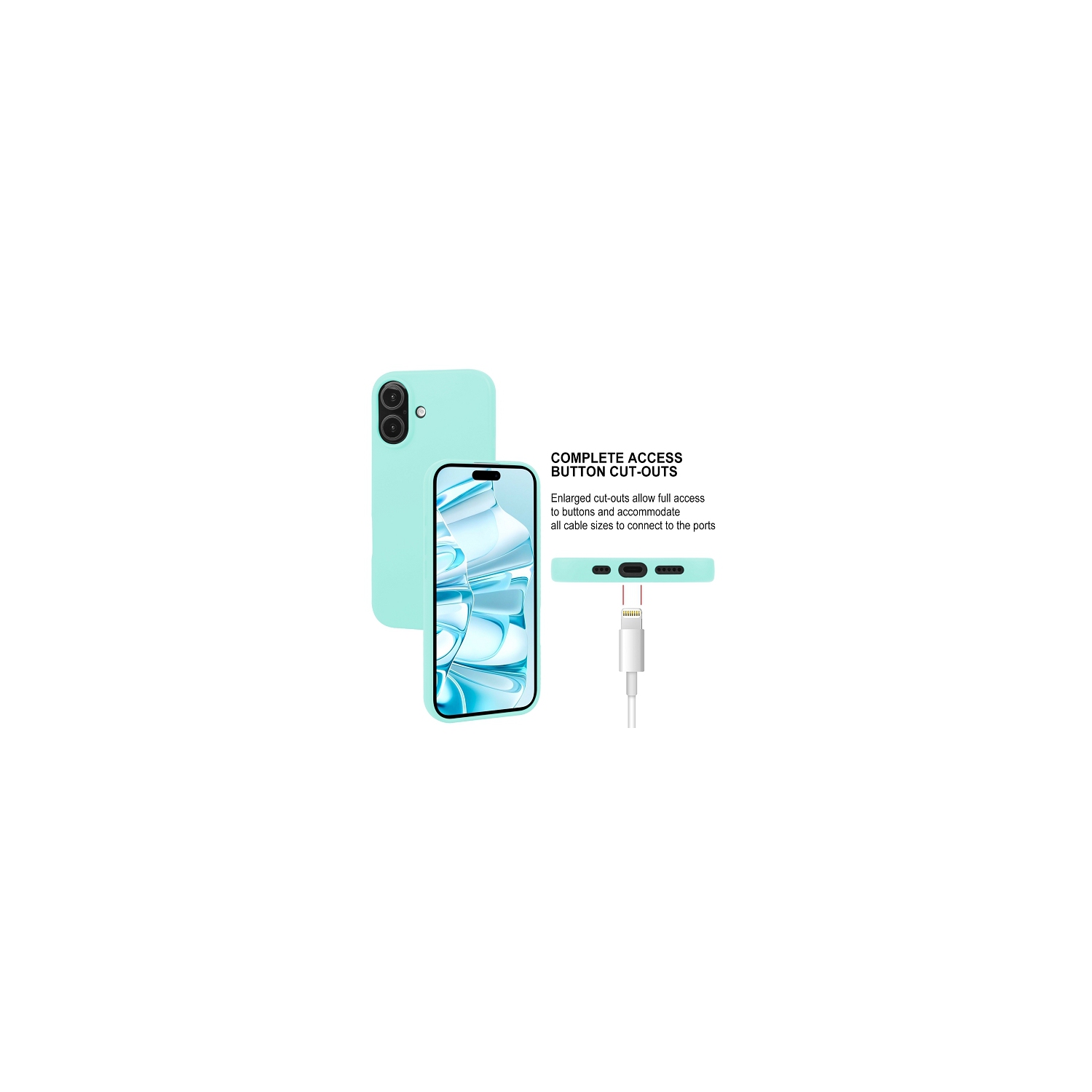 TopSave Goospery Soft Feeling Jelly Silky Slim Bumper Case For iPhone 16 Plus, Teal/Mint