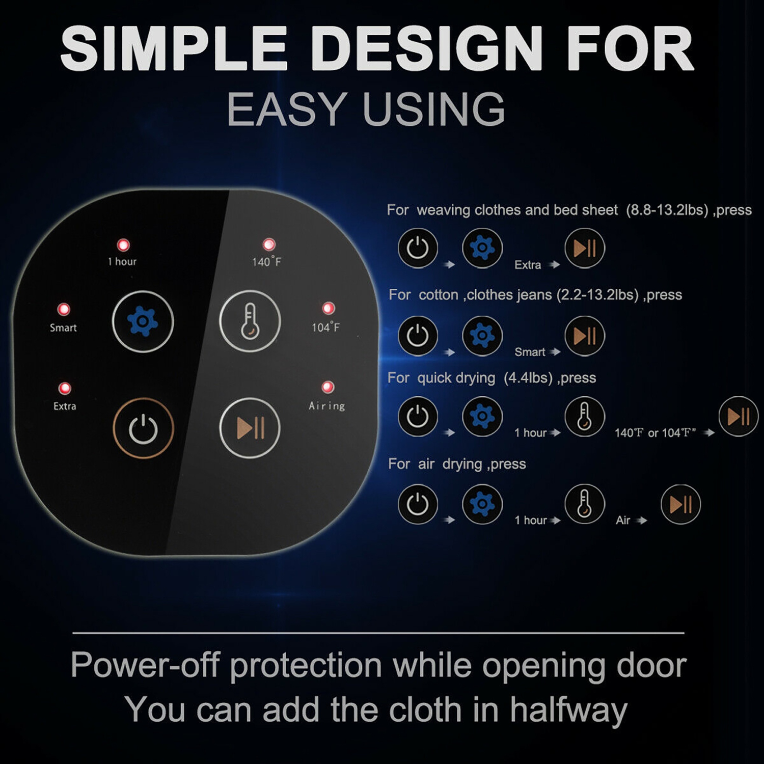 Costway 1700W Electric Portable Clothes Dryer, 13.2 lbs Capacity Front Load Compact Tumble Laundry Dryer, Easy Control Button Panel Downside for