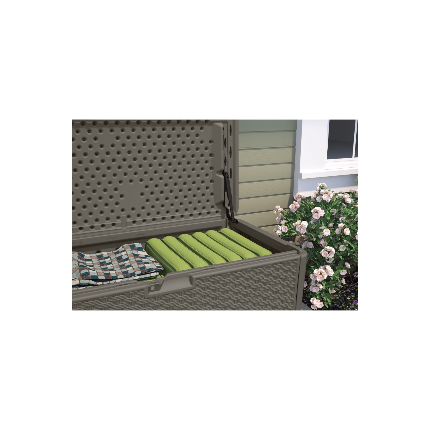 Suncast - 134 Gal. Extra Large Wicker Deck Box - Stoney