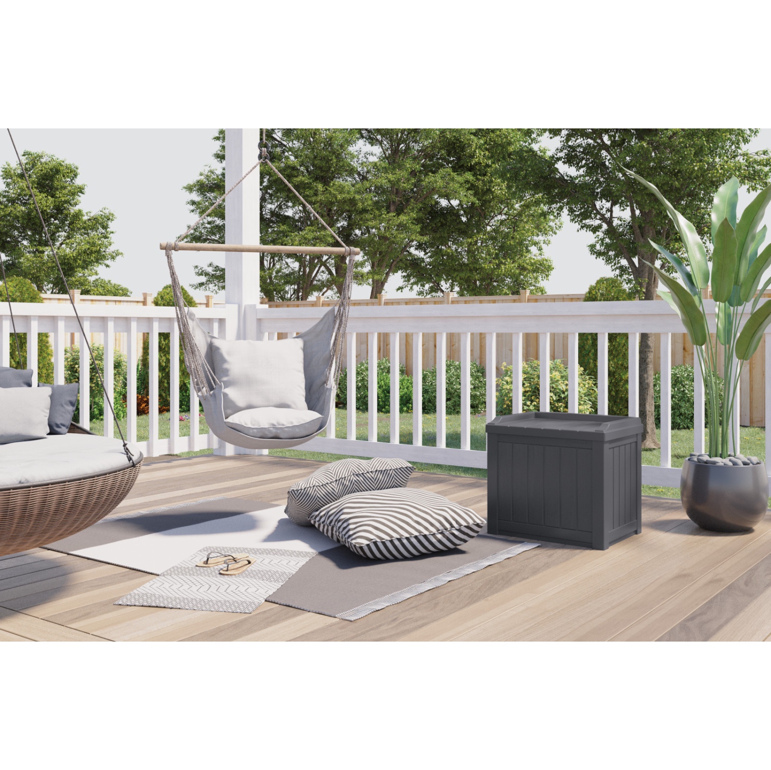 Suncast - 22 Gal. Small Deck Box w/Storage Seat - Cyberspace