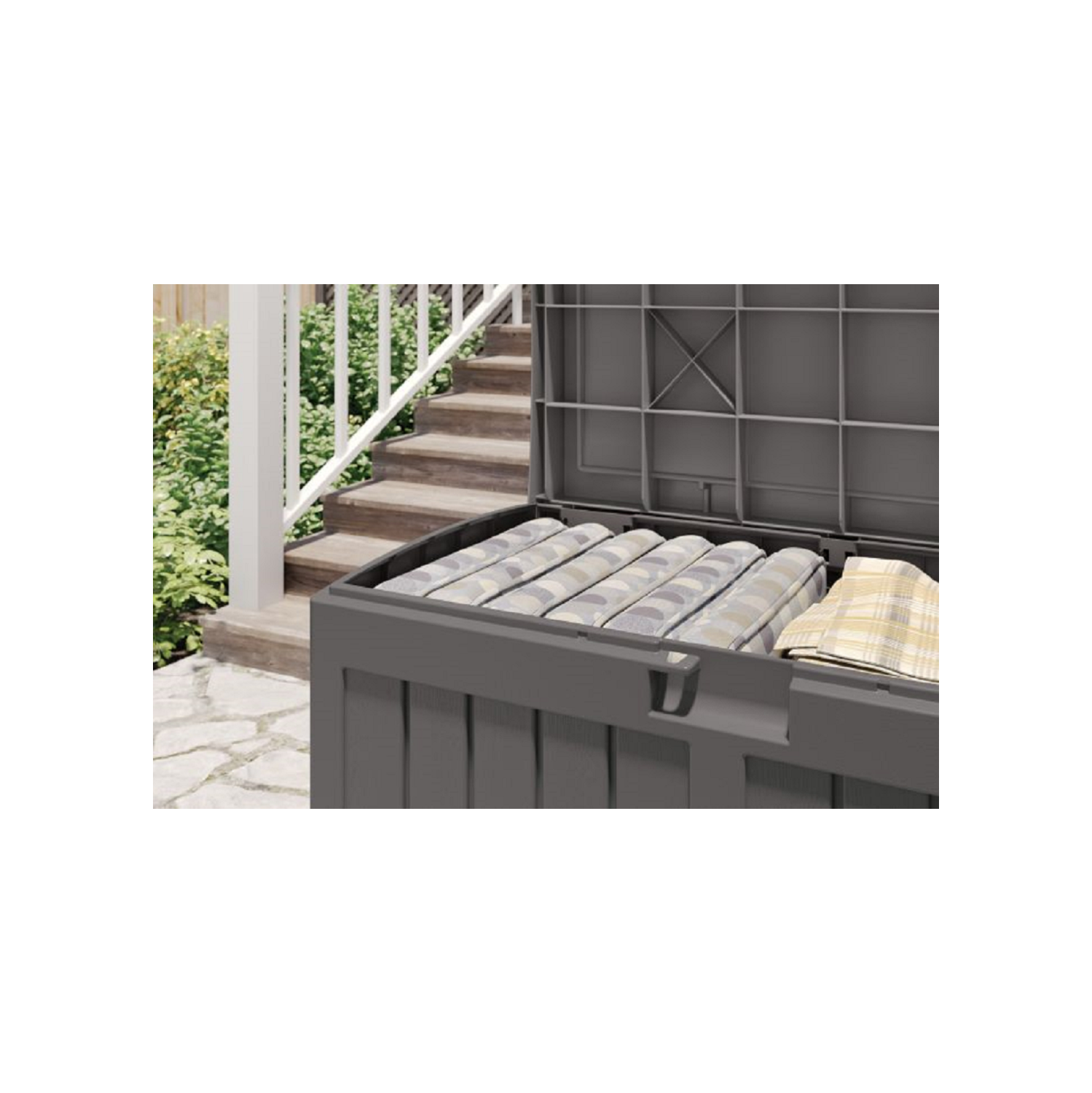 Suncast : 50 gal Coffre moyen avec siège - Stoney