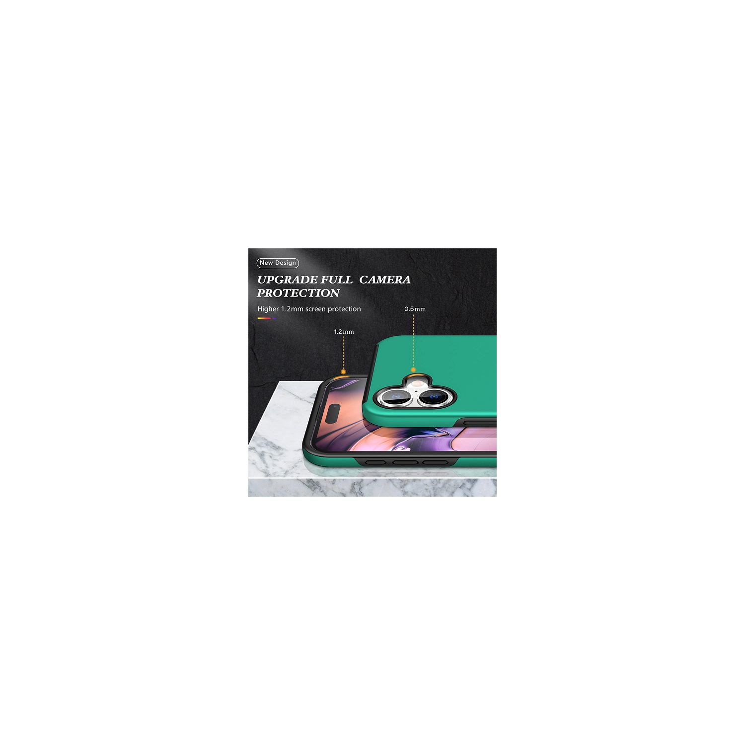 TopSave "Hidden Series" Solid Color PC Back Combine w/Inner Black TPU Bumper Kickstand Armor Case For iPhone 16 Plus, Green