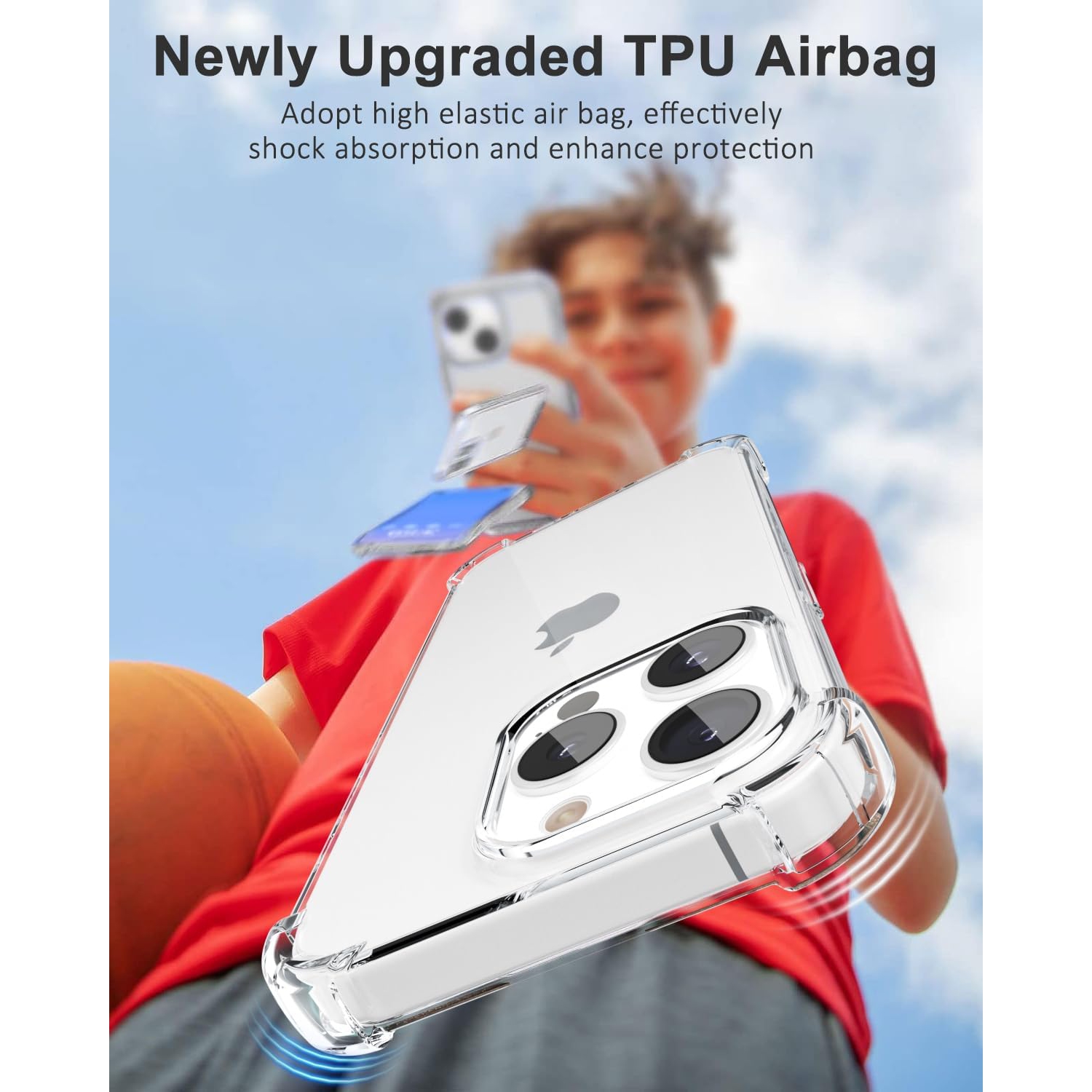 Étui souple en gel transparent pour iPhone 13 Pro d'Apple avec pare-chocs antichoc, transparent et durable avec protection résistante aux chocs