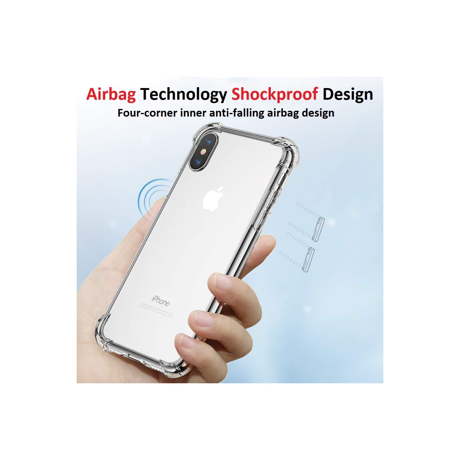 Apple iPhone Xs Max Clear Case with Shockproof Bumper Durable Transparent Cover with Impact-Resistant Protection