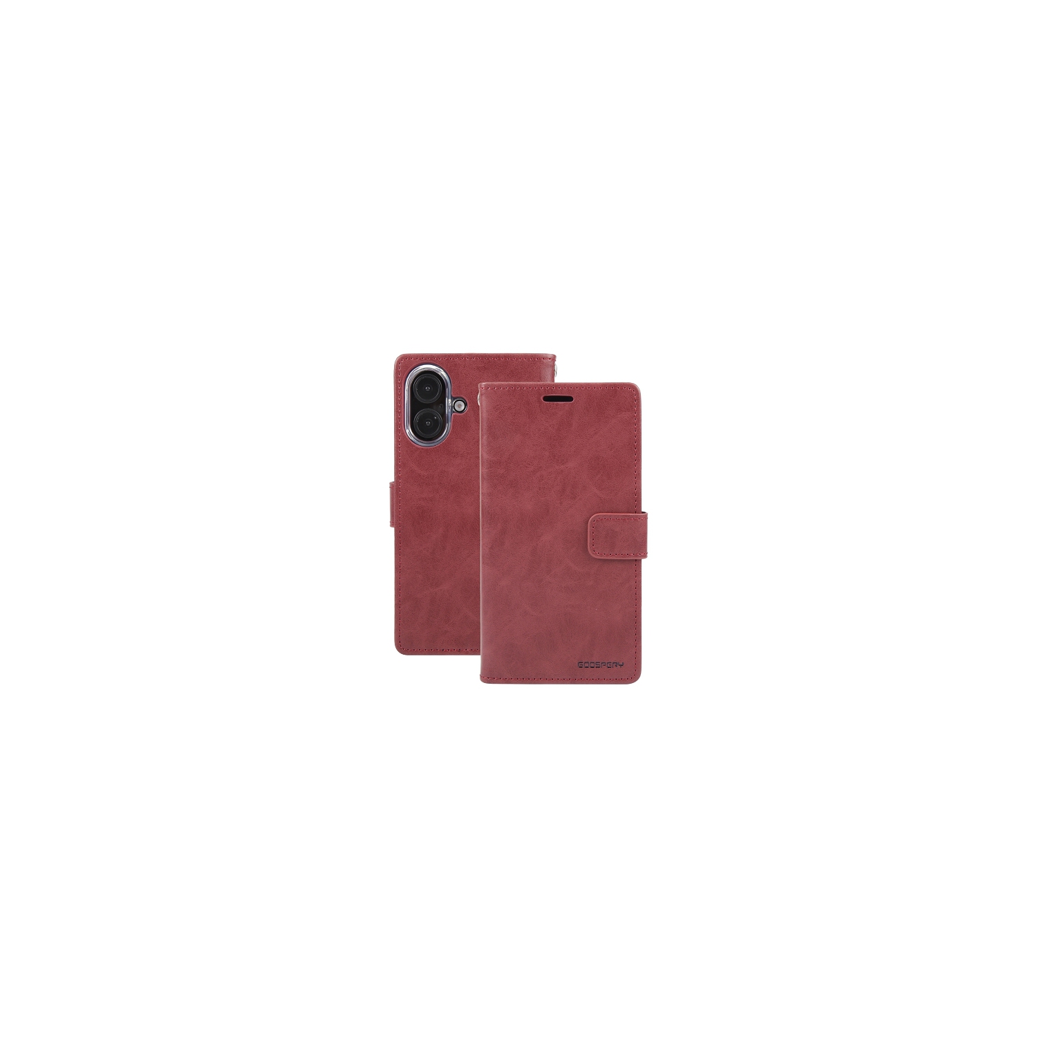 TopSave Goospery Bluemoon Card Slot w/Magnetic Clip Leather Folio Wallet Flip For iPhone 16 Plus, Burgundy