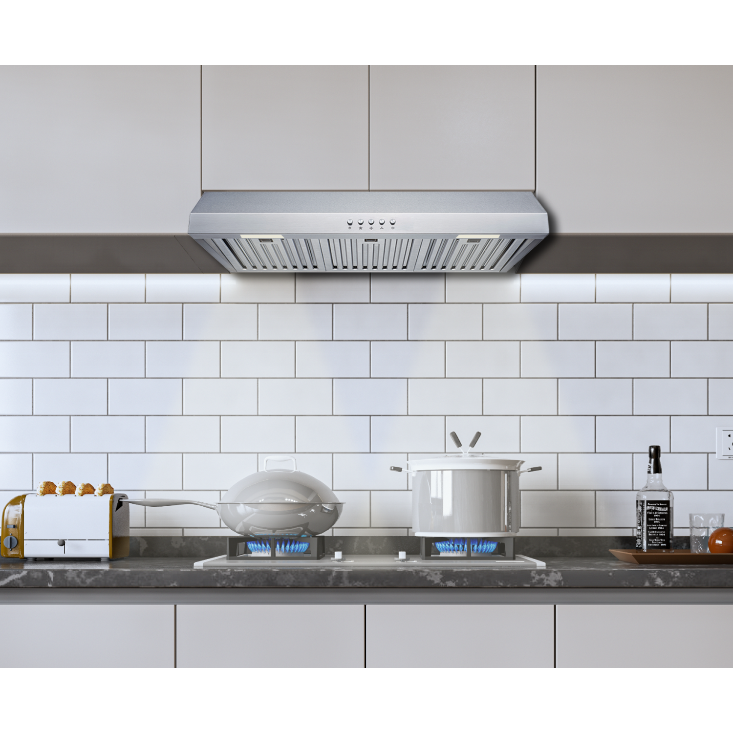Blue Ocean ™ 30 inch RH803B 800 CFM Stainless Steel Under Cabinet Mount Kitchen Range Hood withConvertible Duct