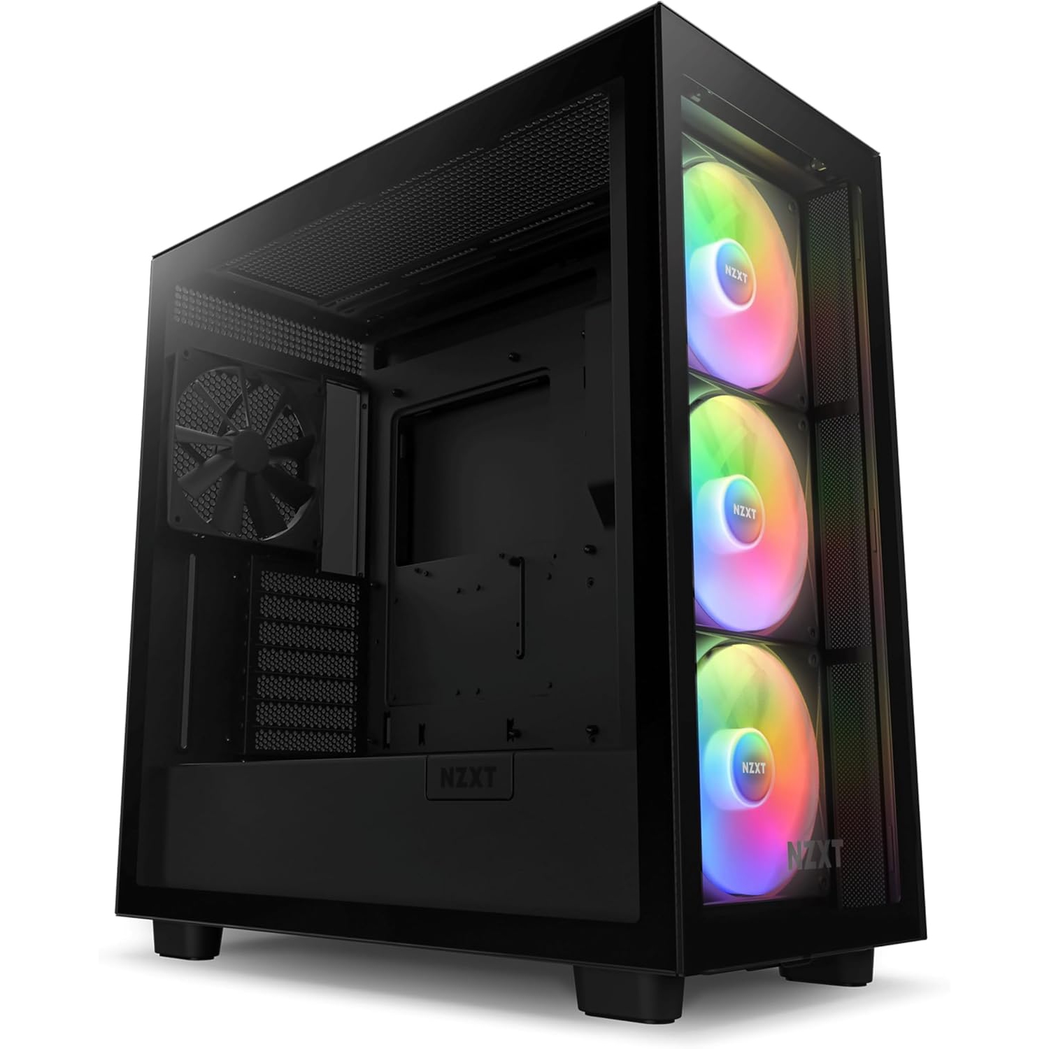 NZXT H7 Elite ATX Case, Matte Black w/ Tempered Glass Panel, 3x F140Q RGB Front Fans, 1x F140Q Airflow Rear Fan, RGB LED Controller