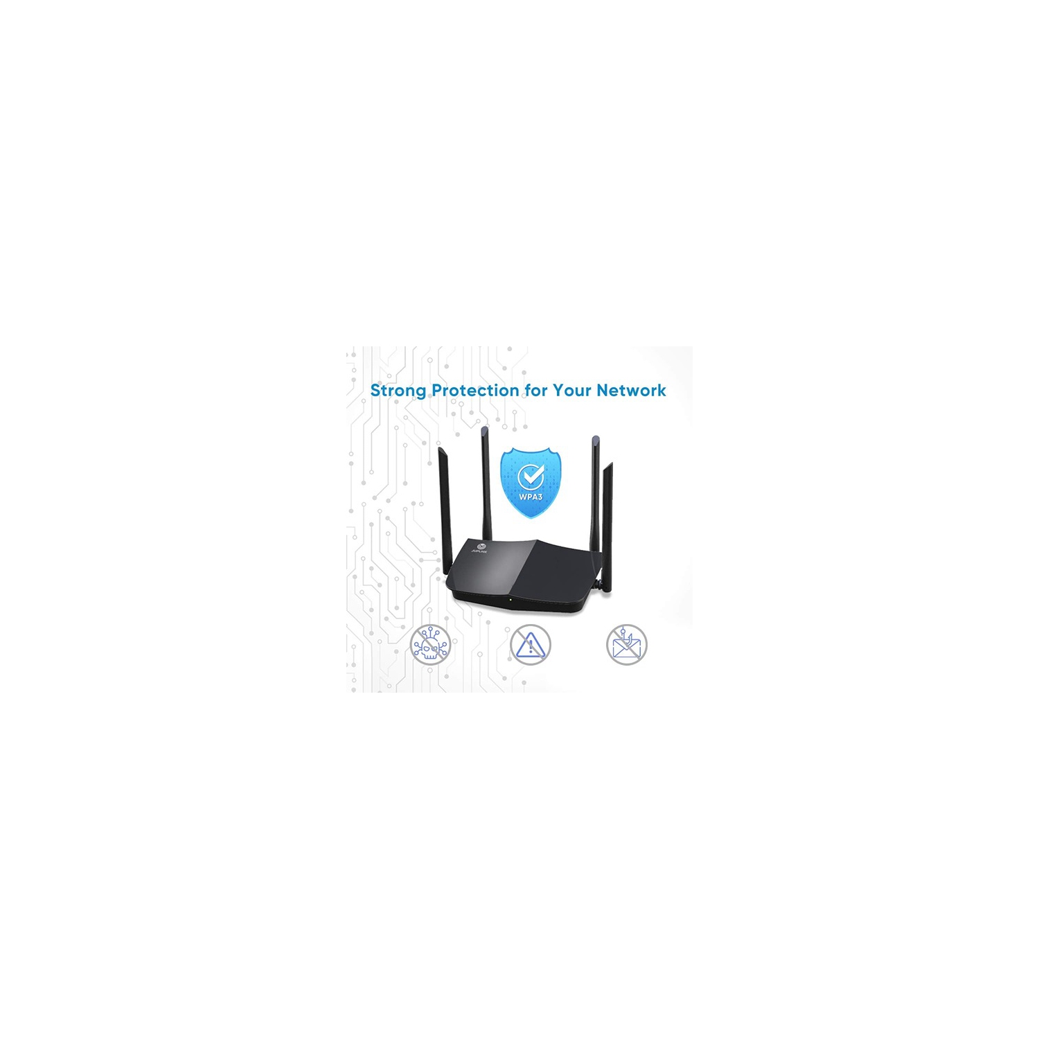 Juplink RX4-1800 Wi-Fi 6 Router, 1800 Mbps, 2.4 GHz/5 GHz, Quad-Core Processor, 256 MB RAM, 4 Antennas