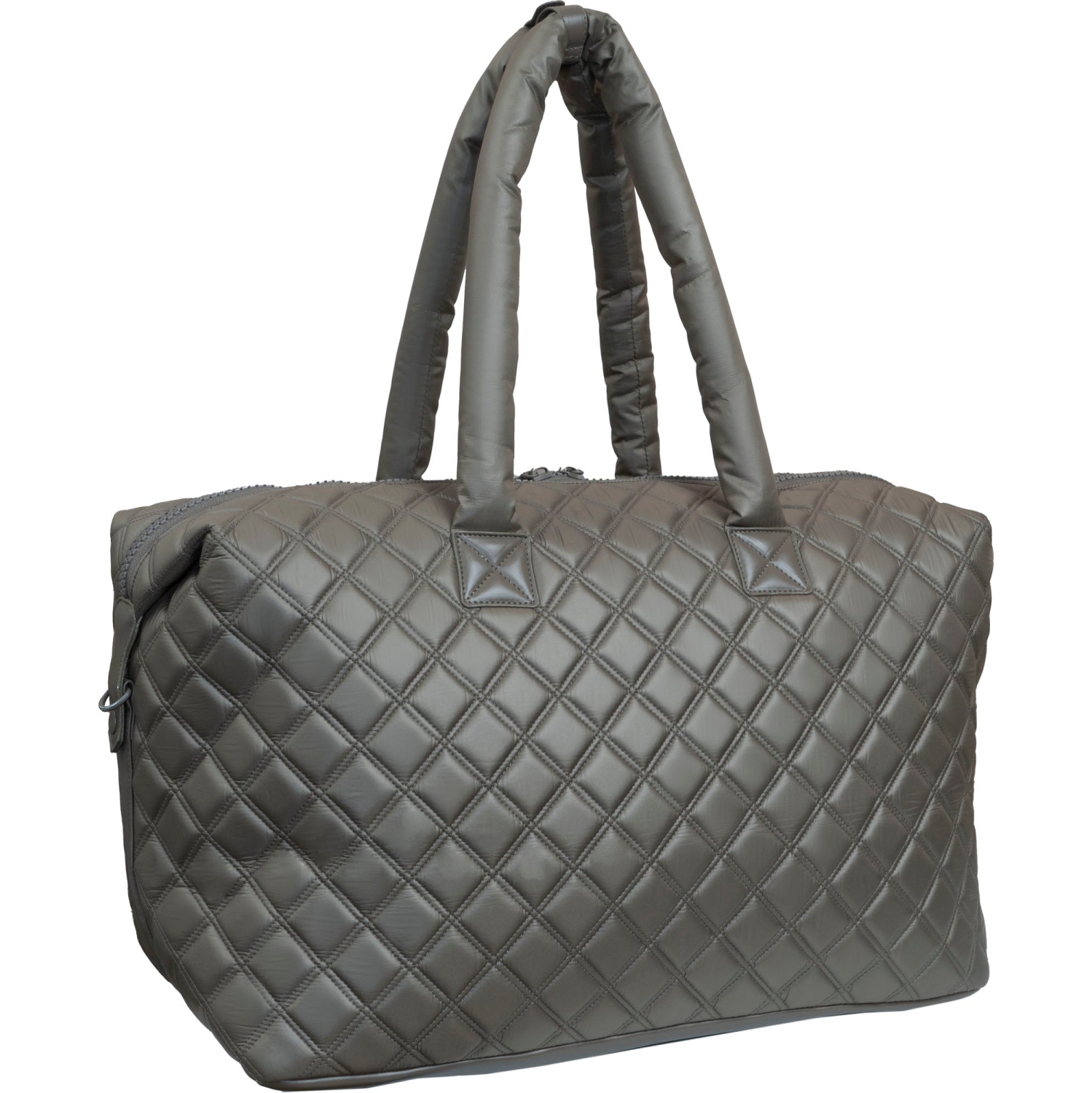 Sac de sport en nylon matelassé à diamants de 22 po de Joan & David - Taupe foncé