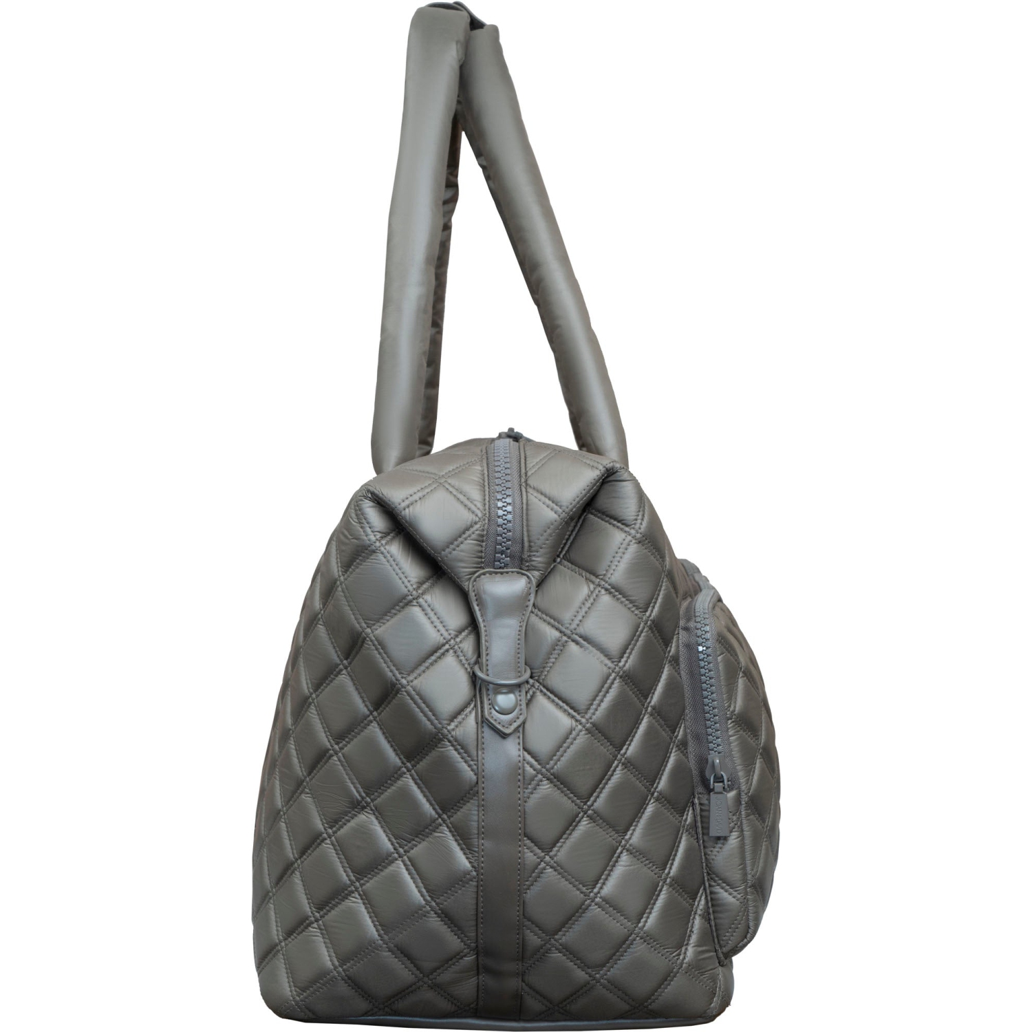 Sac de sport en nylon matelassé à diamants de 22 po de Joan & David - Taupe foncé