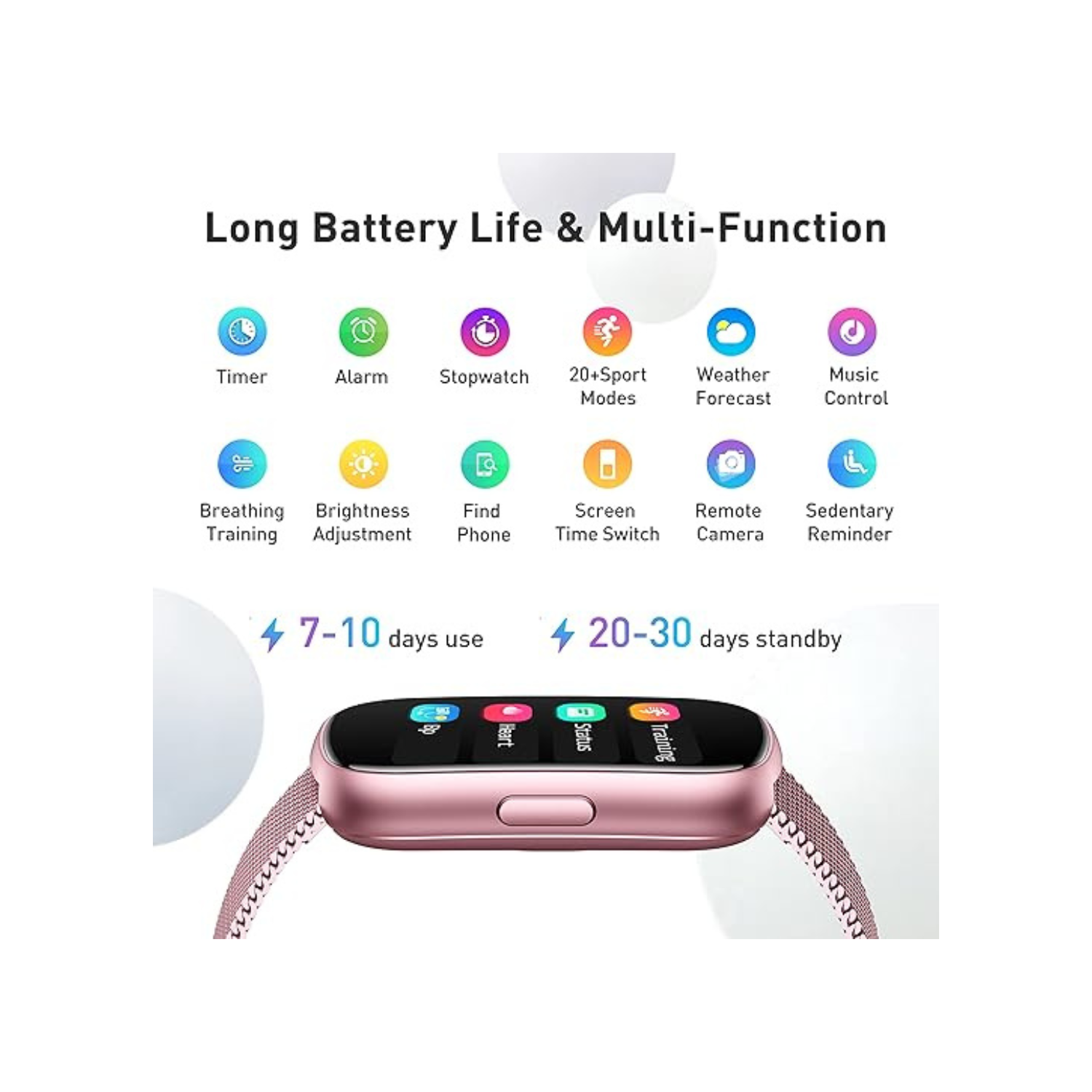 Slim Fitness Tracker, Smart Watch with Heart Rate, Blood Oxygen, Blood Pressure and Sleep Monitor, Activity Tracker & Pedometer, Calories Step