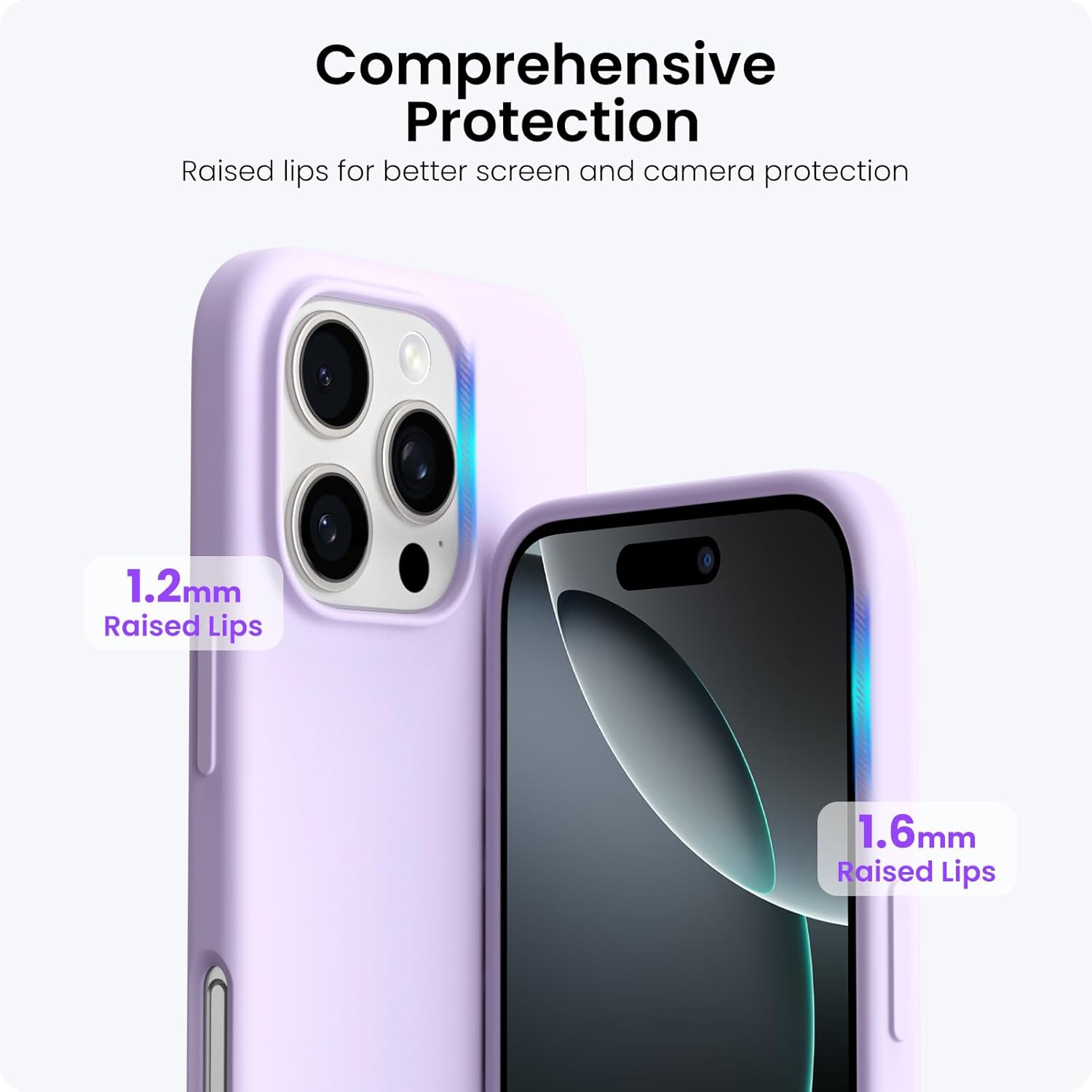 ORNARTO Compatible with iPhone 16 Pro Case 6.3",Liquid Silicone 3 Layers Full Covered Soft Gel Rubber Phone Case, Shockproof Protective Cover-Pastel