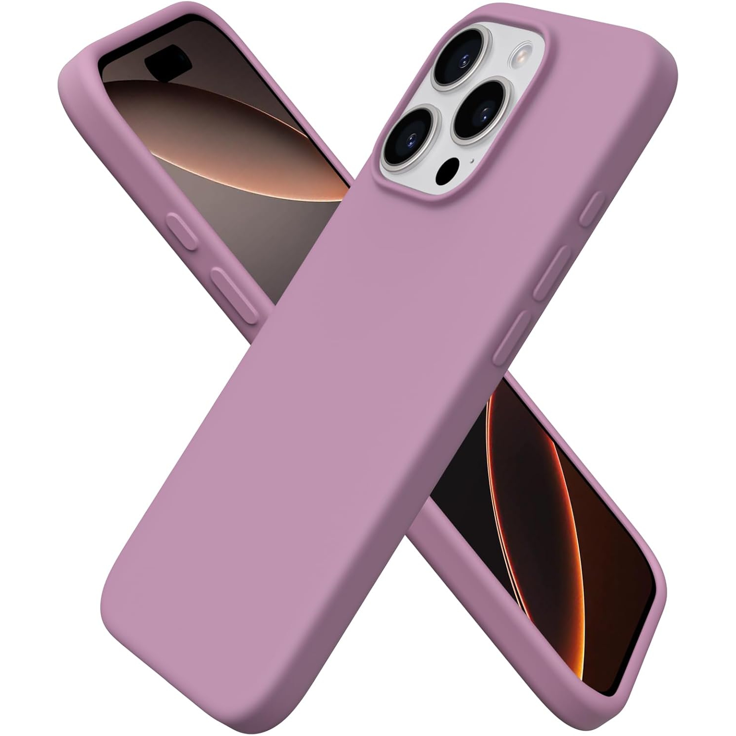 ORNARTO Compatible with iPhone 16 Pro Case 6.3",Liquid Silicone 3 Layers Full Covered Soft Gel Rubber Phone Case, Shockproof Protective Cover-Lilac