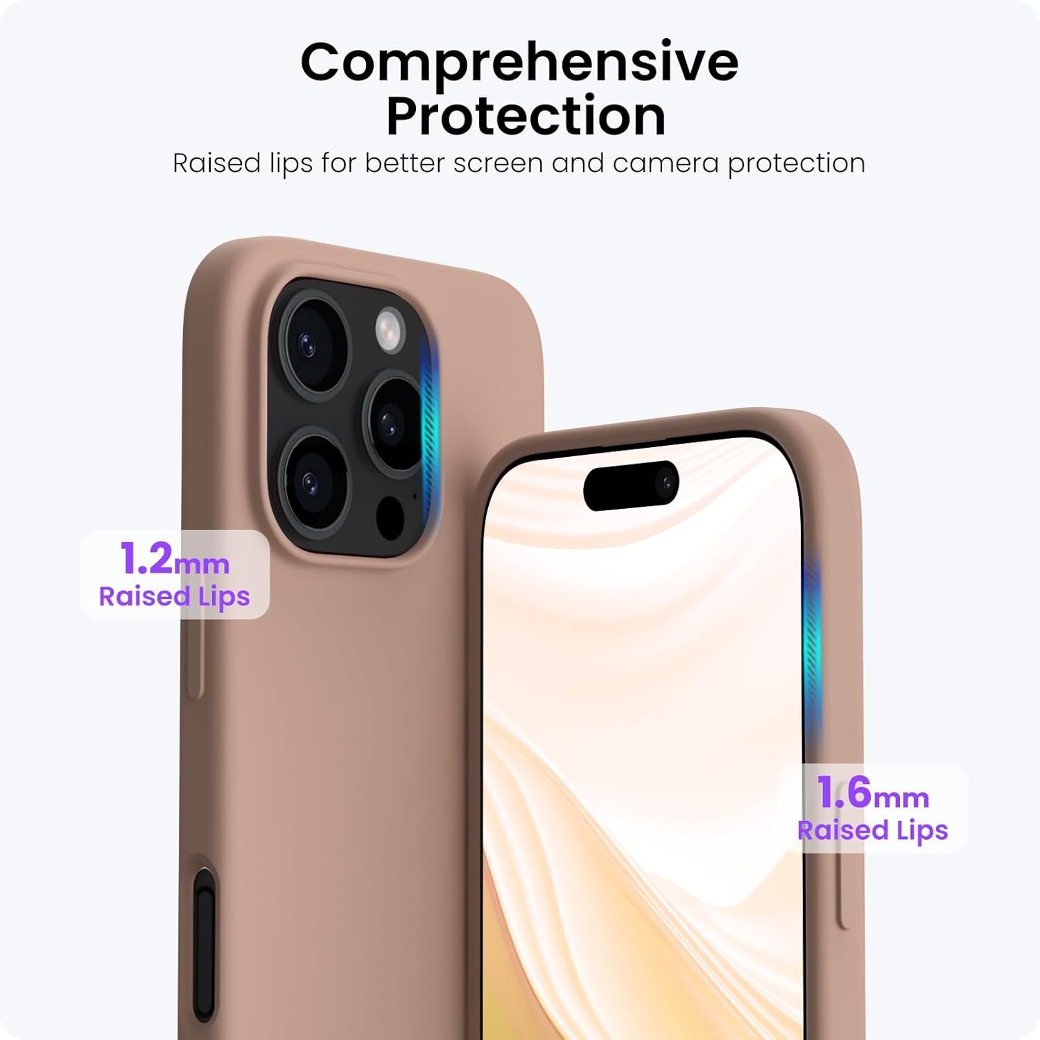 ORNARTO Compatible with iPhone 16 Pro Max Case 6.9",Liquid Silicone 3 Layers Full Covered Soft Gel Rubber Phone Case, Shockproof Protective