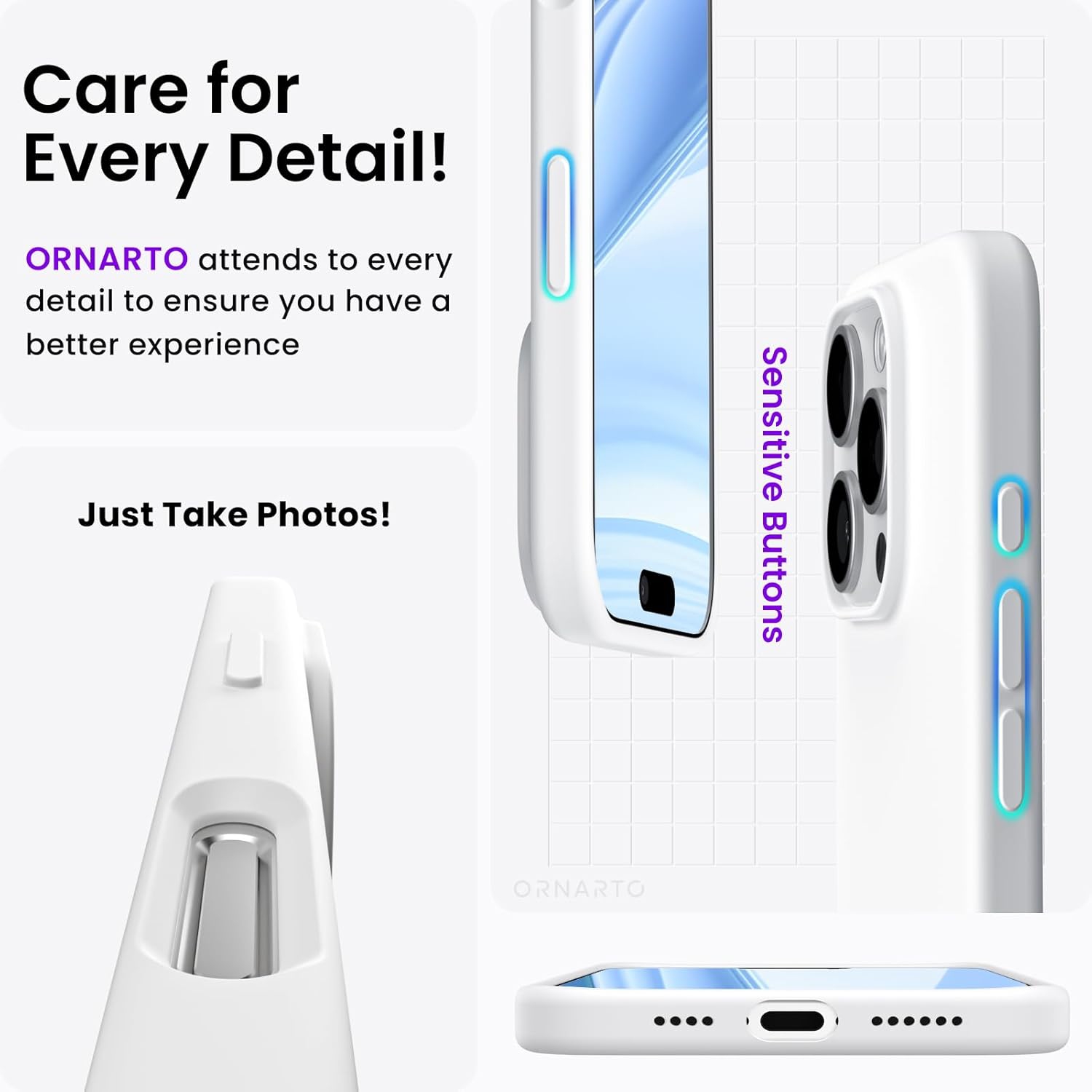 ORNARTO Compatible with iPhone 16 Pro Max Case 6.9",Liquid Silicone 3 Layers Full Covered Soft Gel Rubber Phone Case, Shockproof Protective