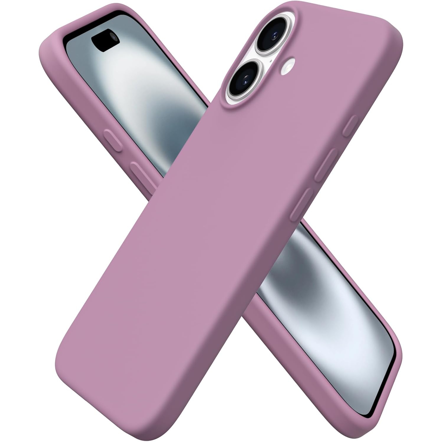 ORNARTO – compatible avec l’étui iPhone 16, 6,1 po, 3 couches de silicone liquide, étui souple en caoutchouc, étui protecteur antichoc, violet lilas