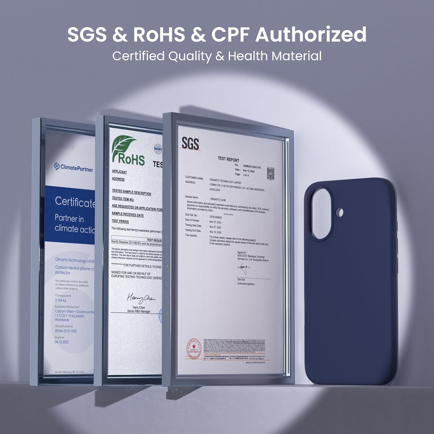 ORNARTO – compatible avec l’étui iPhone 16, 6,1 po, 3 couches de silicone liquide, étui souple en caoutchouc, étui protecteur antichoc, bleu marine