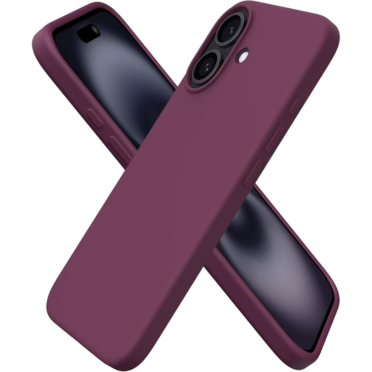 ORNARTO Compatible with iPhone 16 Case 6.1",Liquid Silicone 3 Layers Full Covered Soft Gel Rubber Phone Case, Shockproof Protective Cover-Wine Red