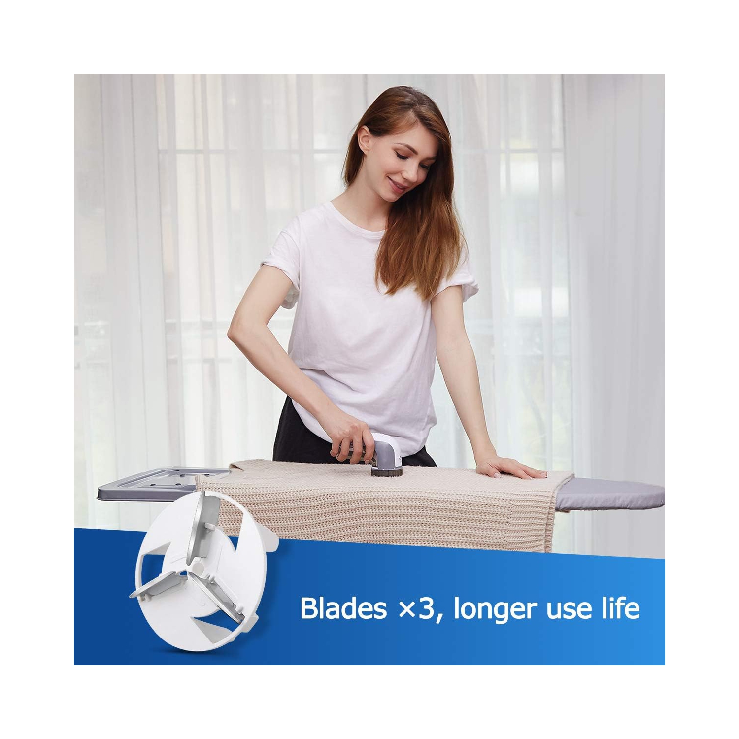 Lint Remover Fabric Shaver and Sweater Defuzzer with 2-Speeds,Battery Operated,2 Replaceable Stainless Steel Blades, Basic