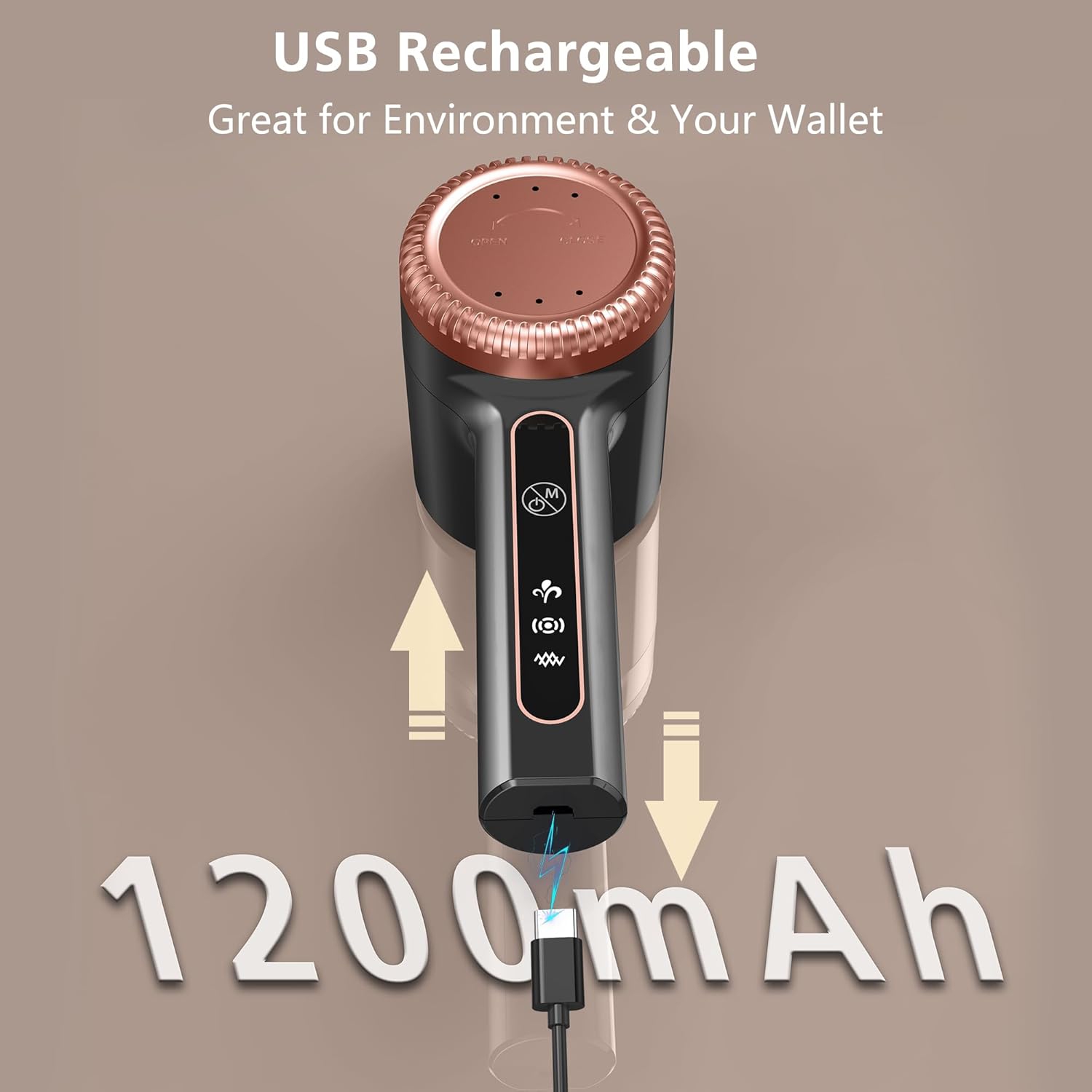 1200&nbsp;mAh – rasoir électrique rechargeable pour tissu, démaquillant pour poils d’animaux, 6 lames, 3 vitesses, noir